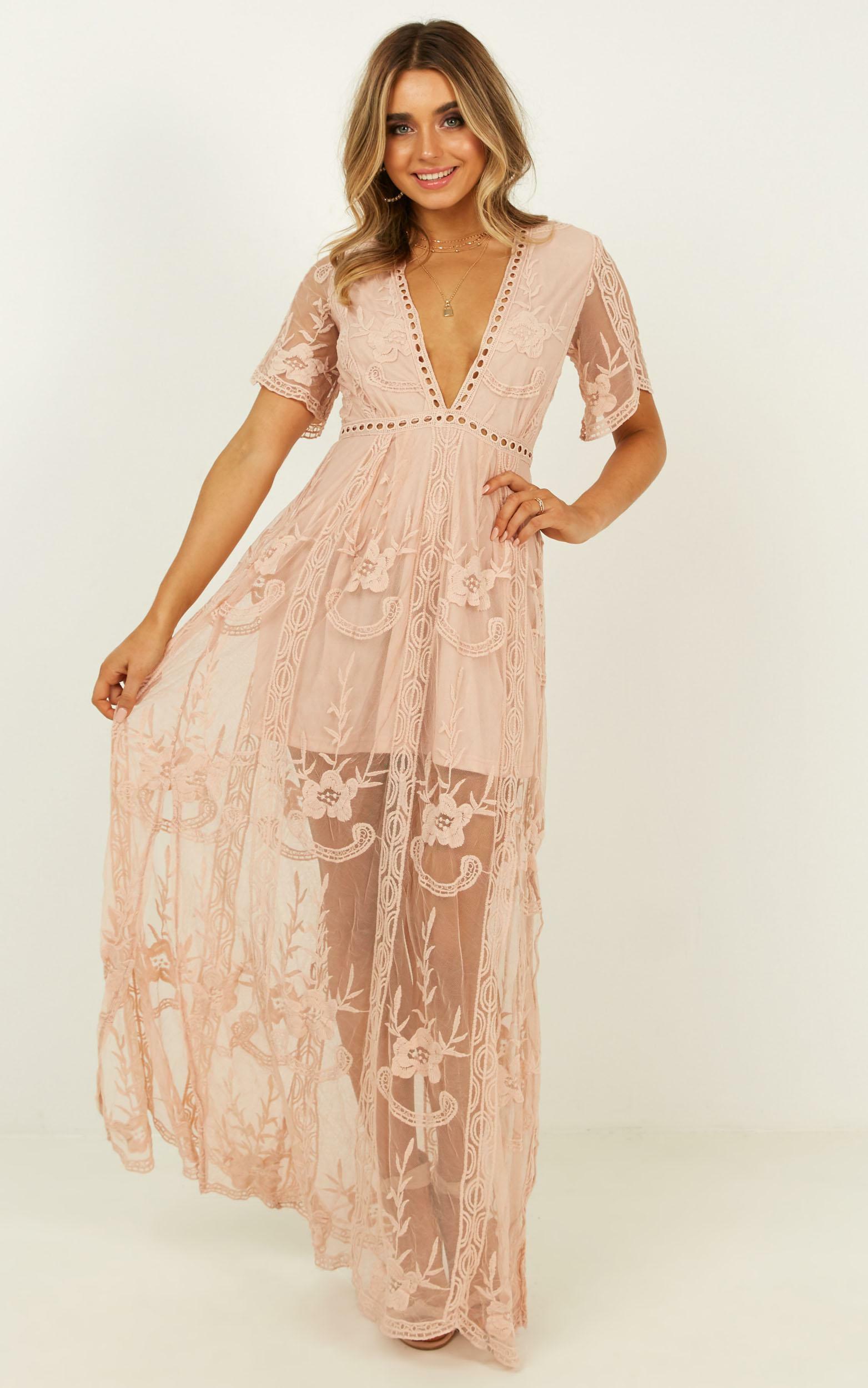 Love Spell maxi dress in blush lace - 20 (XXXXL), Blush, hi-res image number null
