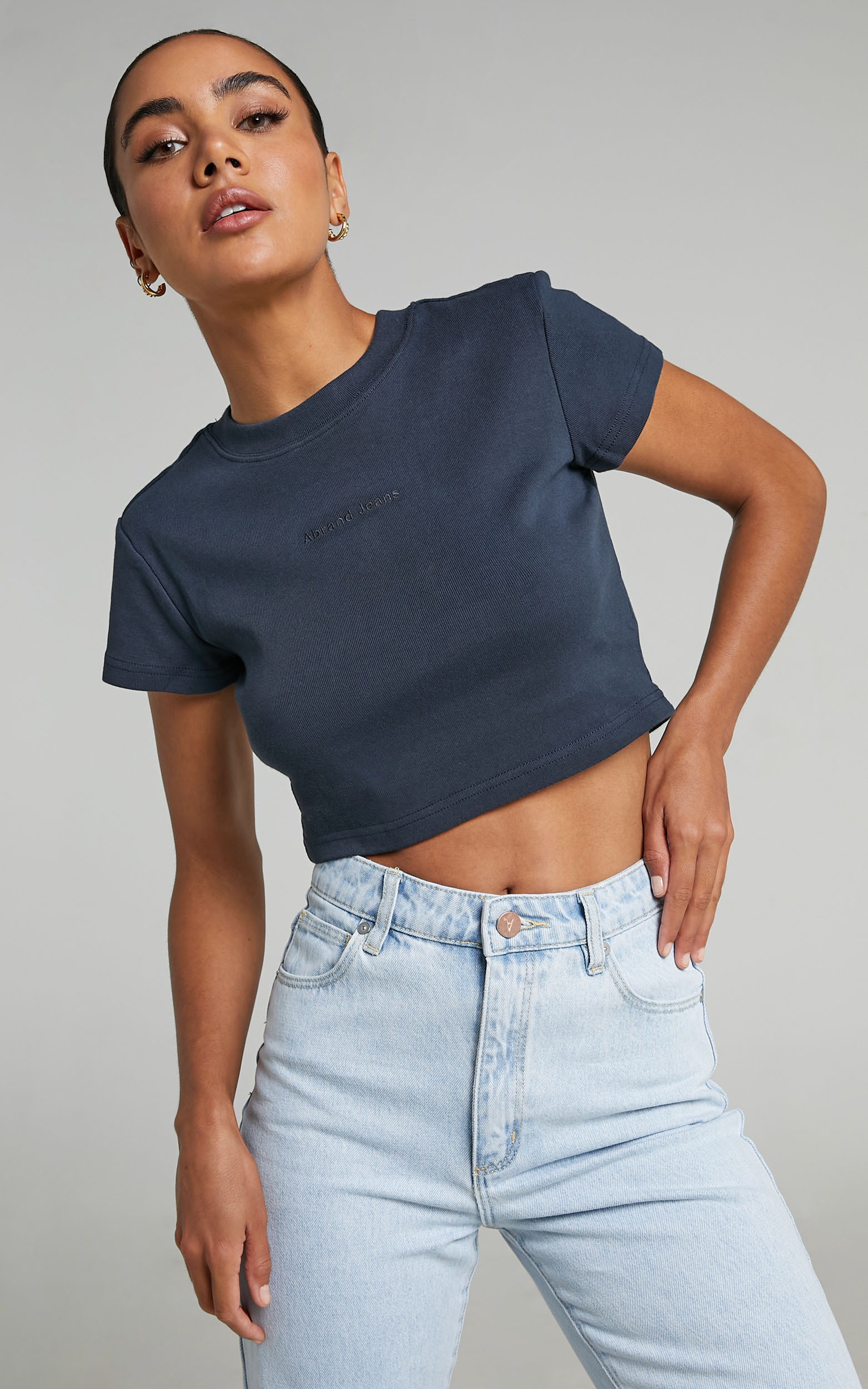 Abrand - 90s Crop Tee in 70s Navy - L, NVY1, hi-res image number null