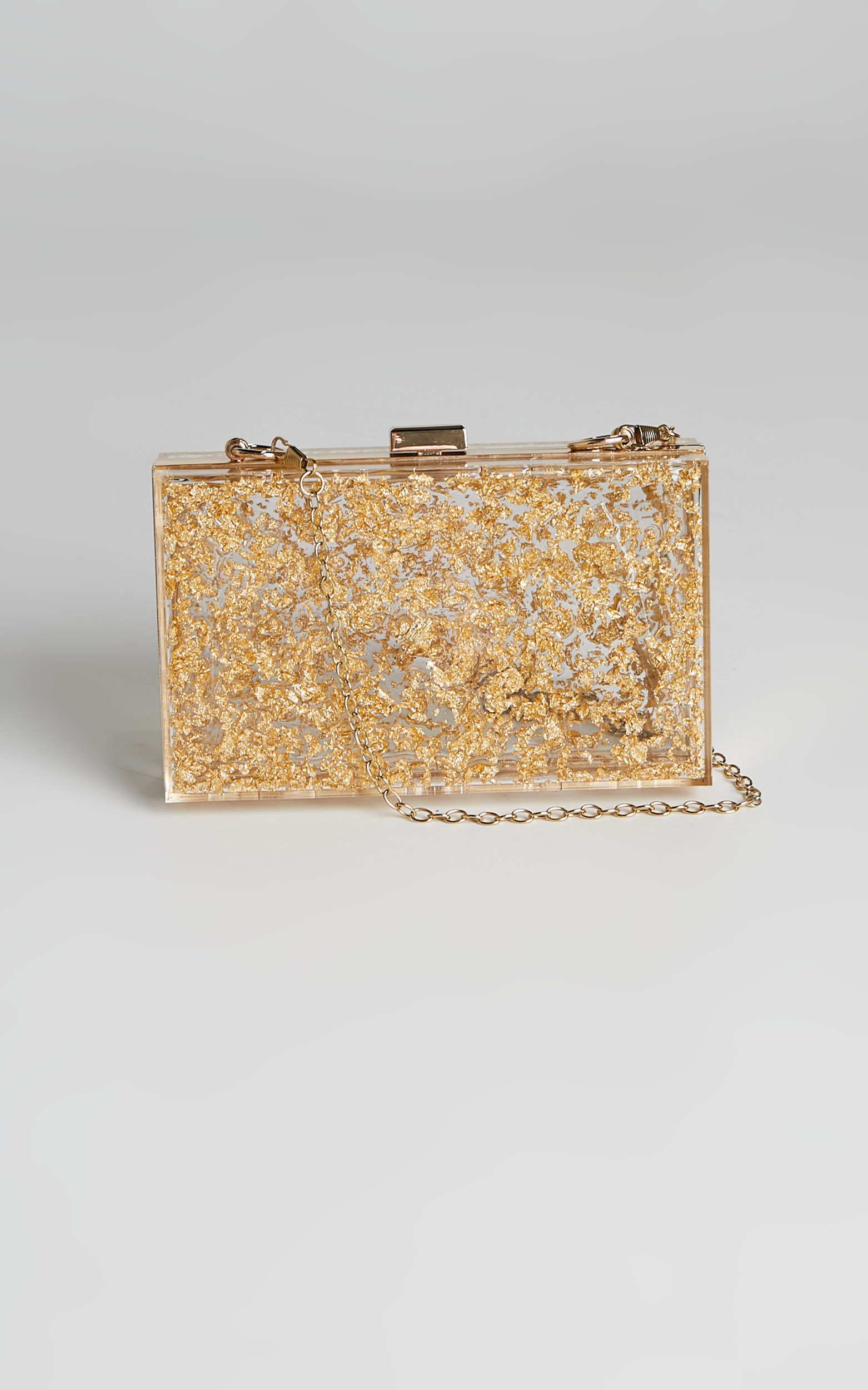 Jeity Foil Resin Clutch Bag in Gold - OneSize, GLD1, hi-res image number null