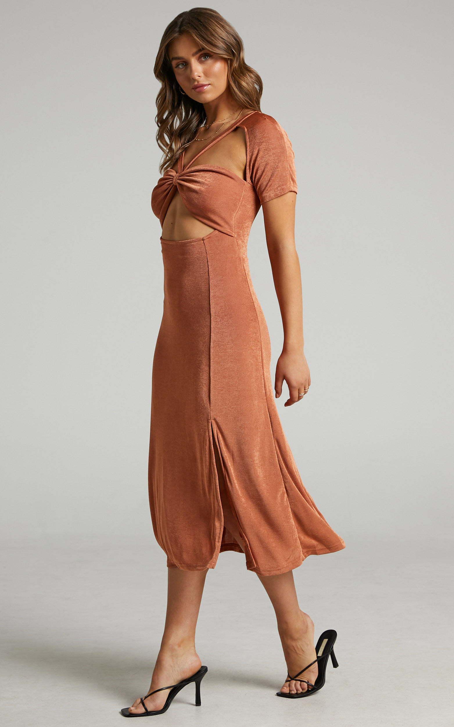 Lyanna Cut Out Midi Dress in Tan - 06, BRN1, hi-res image number null