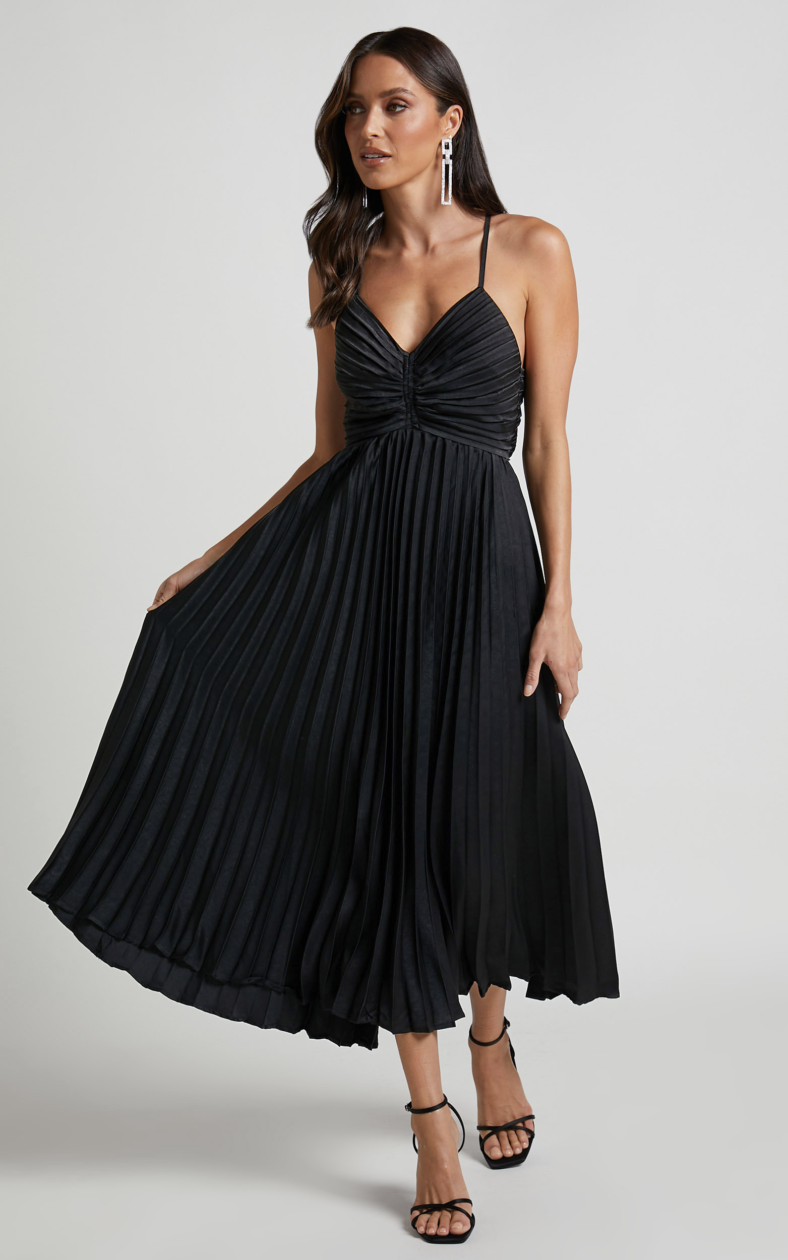 Zayla Plisse Twist Front Maxi Dress in Black - 06, BLK1, hi-res image number null
