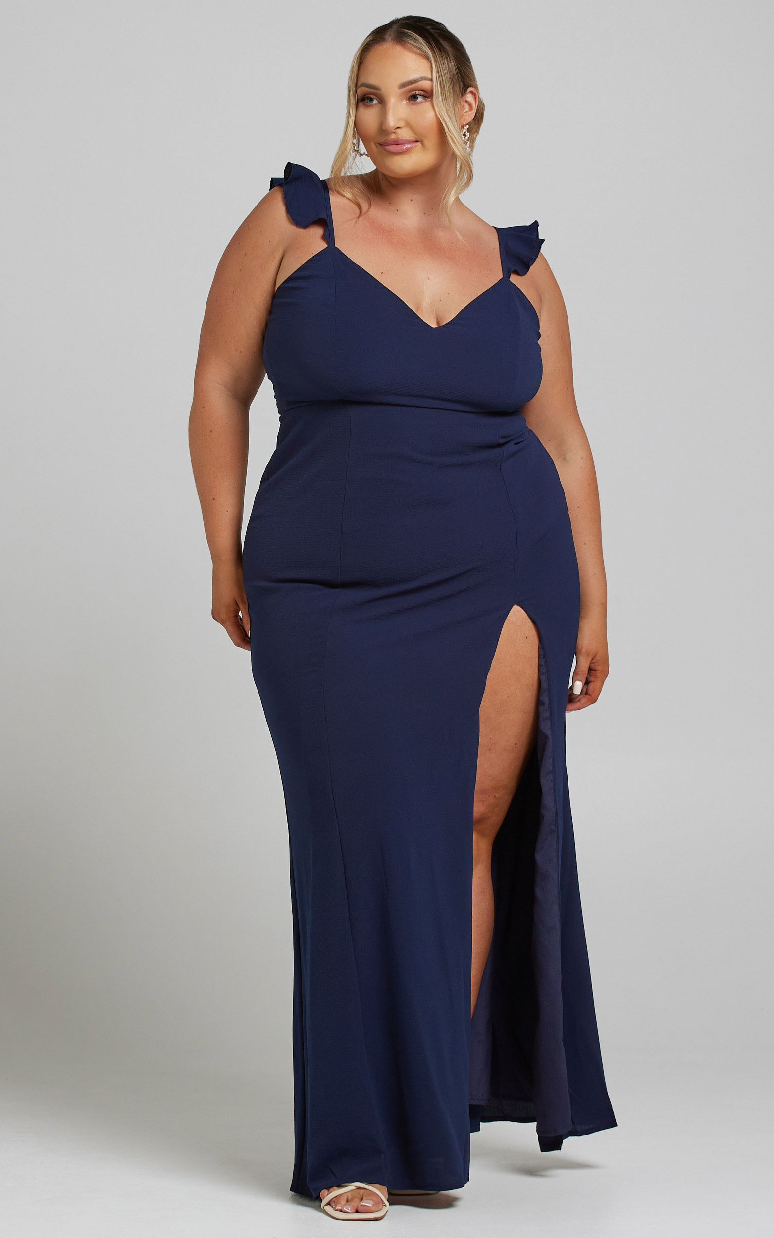 More Than This Ruffle Strap Maxi Dress in Navy - 04, NVY3, hi-res image number null
