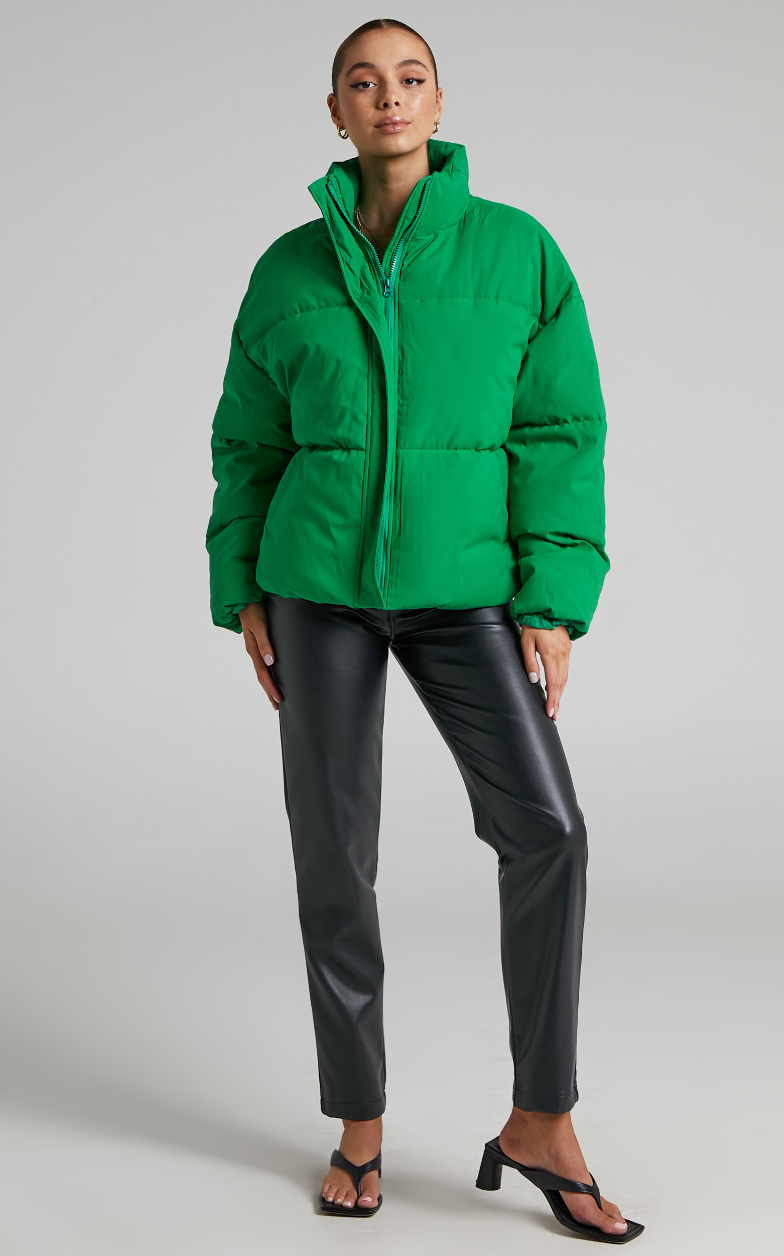 Candice Oversized Puffer Jacket in Green - 08, GRN1, hi-res image number null