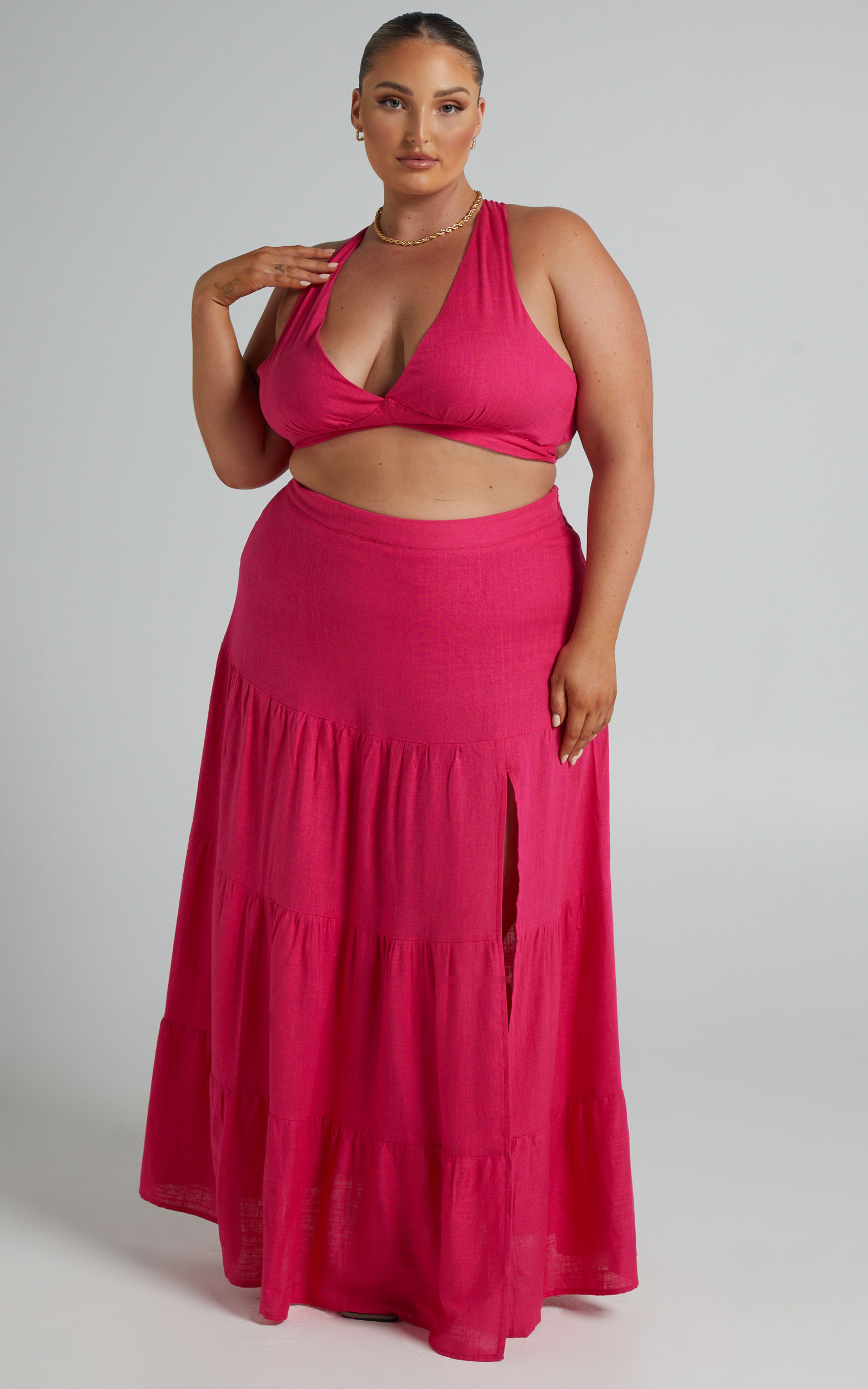 Delima two piece top and skirt set in Hot Pink - 04, PNK1, hi-res image number null