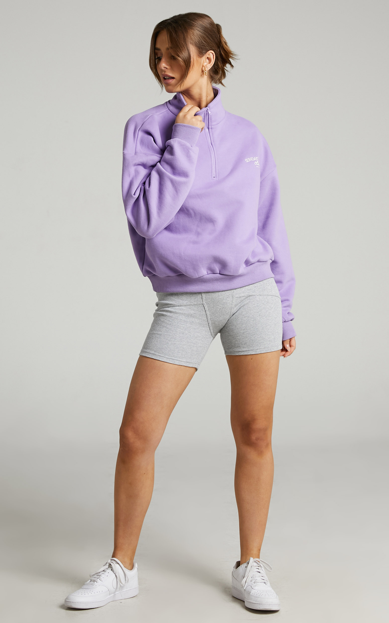 Sunday Society Club - Francisa High Neck Oversized Sweatshirt in Lilac - 06, PRP2, hi-res image number null