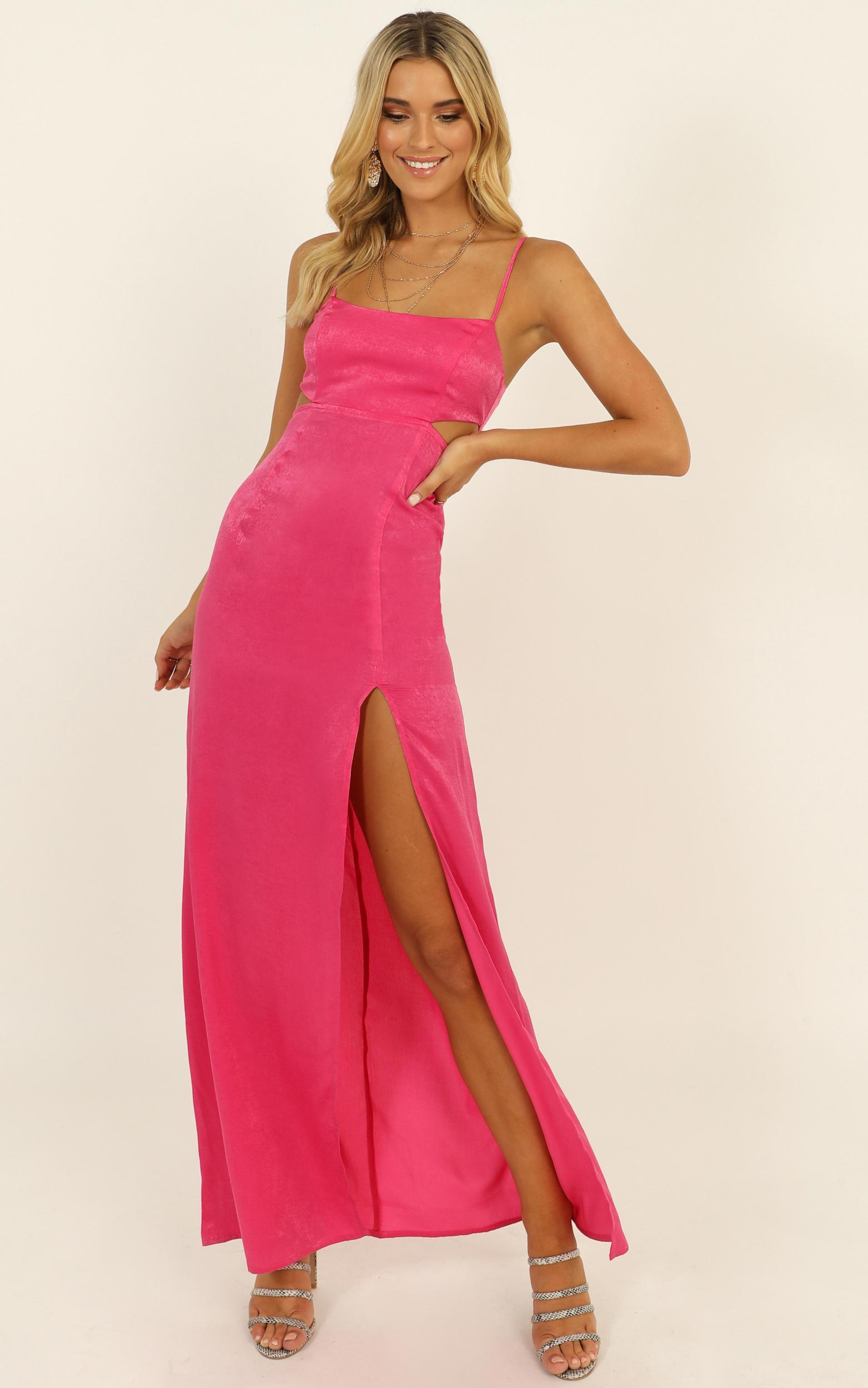 A Special Mention Dress in hot pink satin - 14 (XL), Pink, hi-res image number null