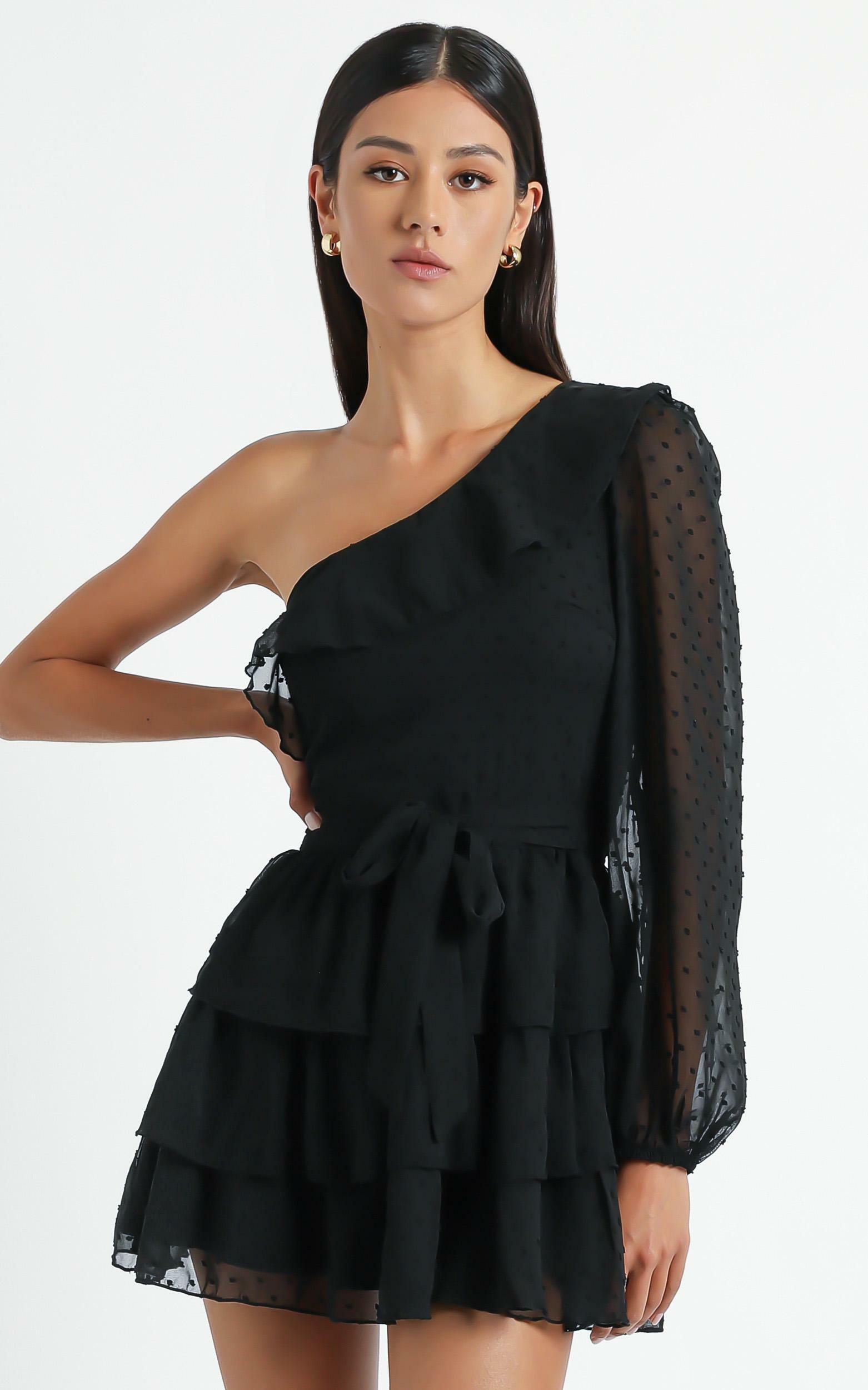 Day Dreamer One Shoulder Mini Dress in Black | Showpo USA