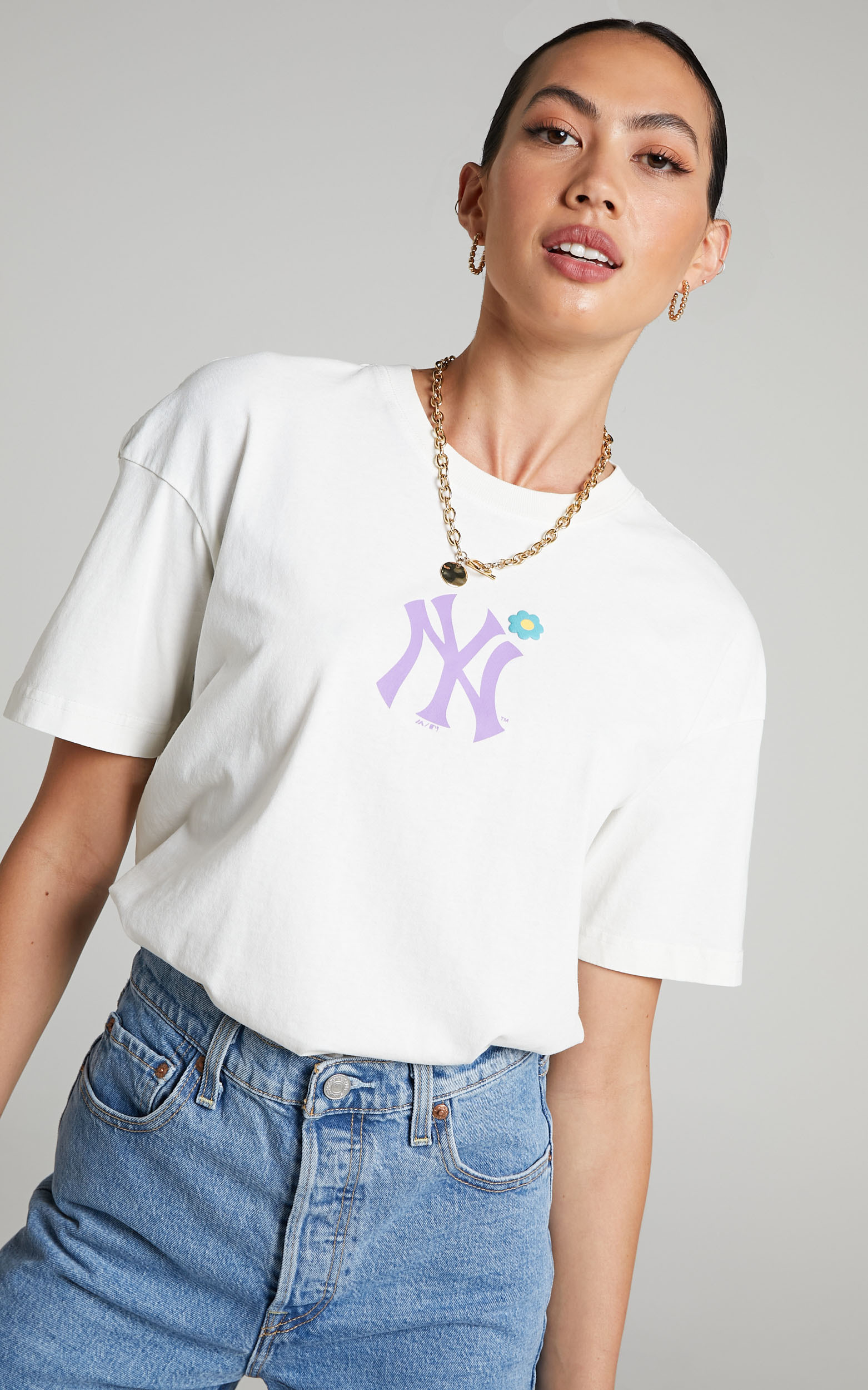 Majestic - Yankees Bespoke Boxy Tee in Vintage White - L, WHT1, hi-res image number null