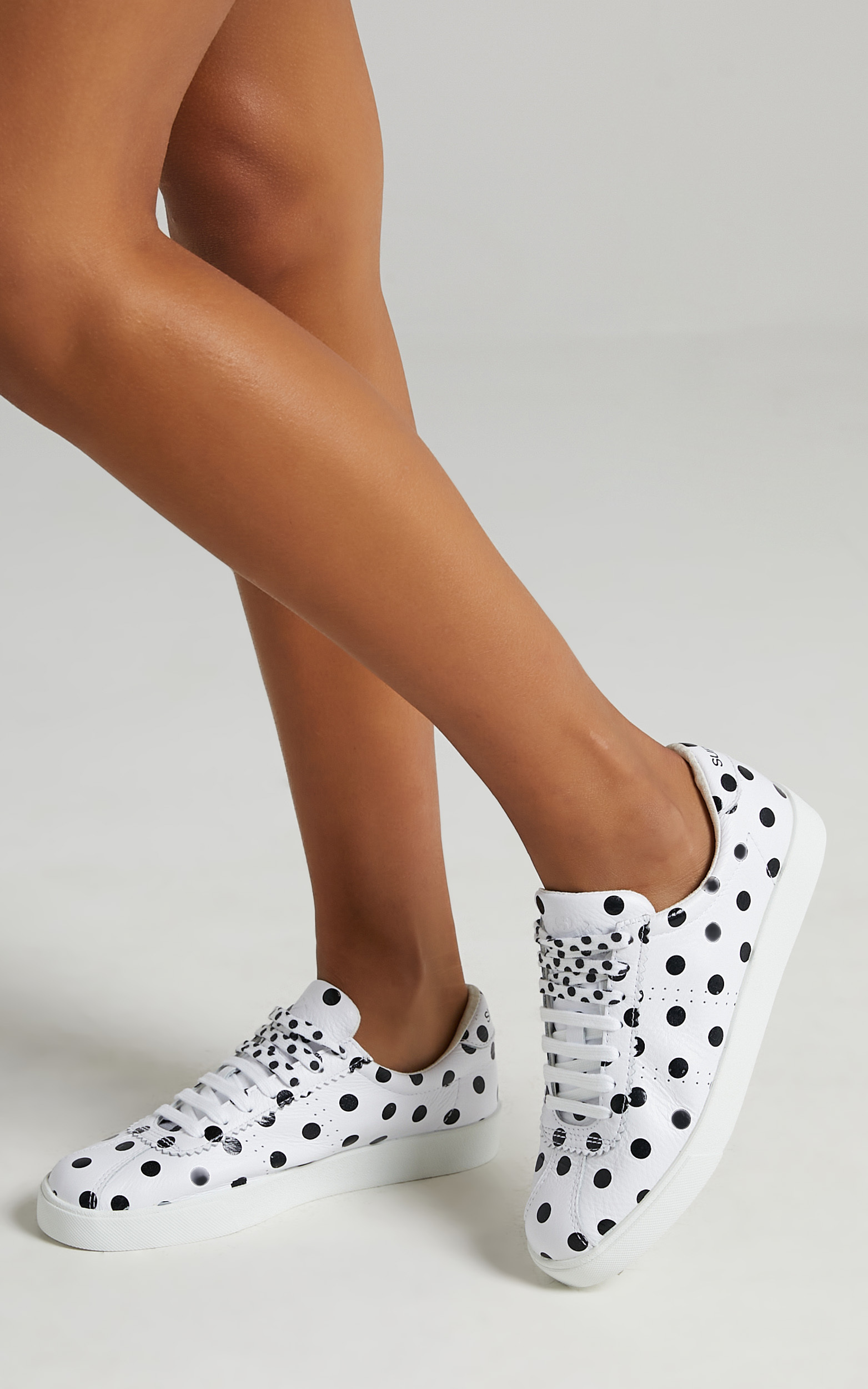 Superga - 2843 Club S Leather Print Sneakers in A5S White Dots Black - 05, WHT1, hi-res image number null
