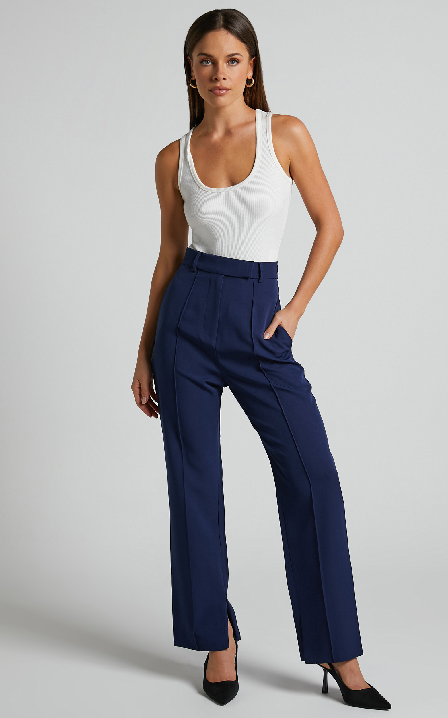 Rogers - High Waisted Pants in Navy - 06, NVY1, hi-res image number null