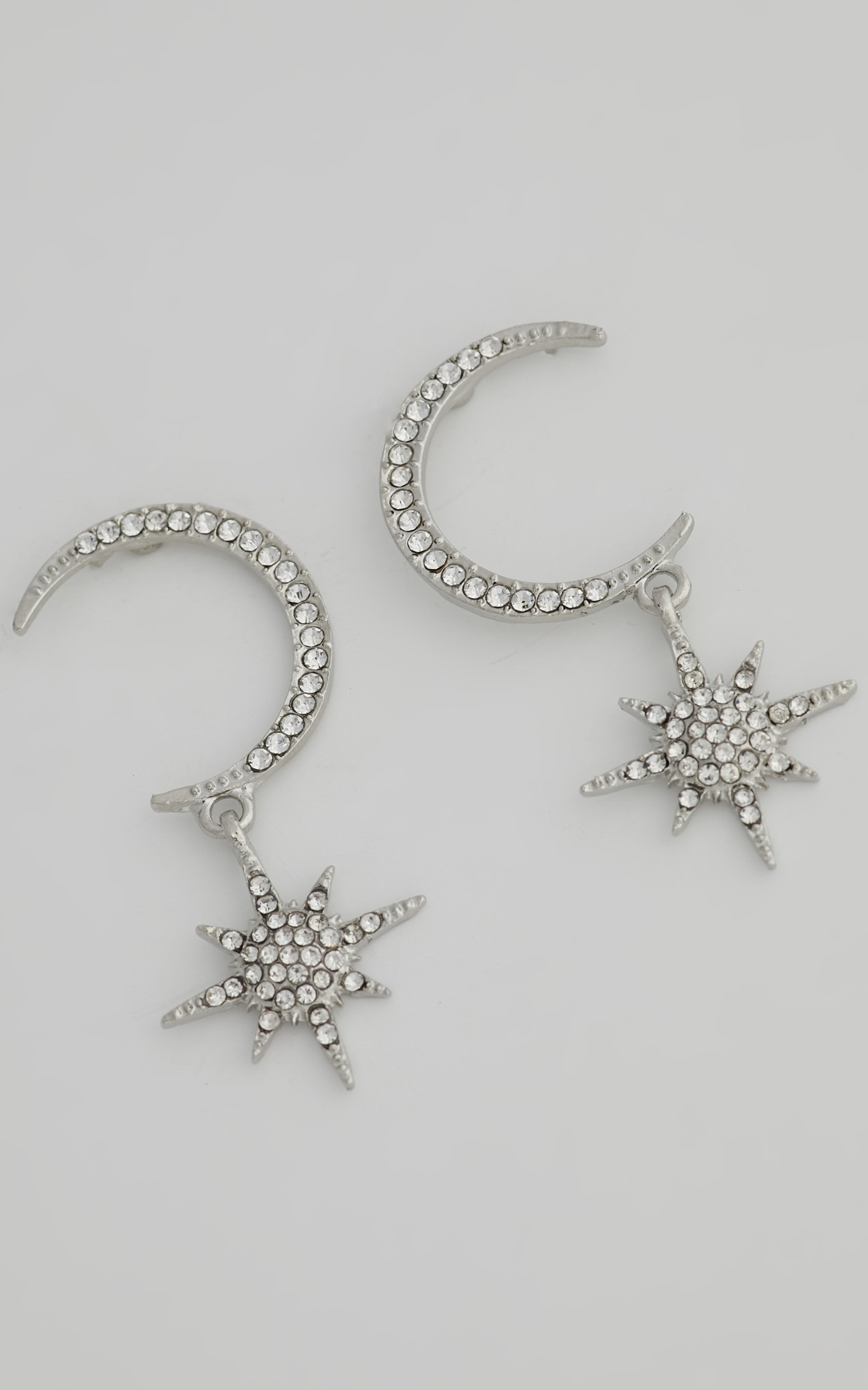 Panee Moon and Star Drop Earrings in Diamante - OneSize, SLV1, hi-res image number null