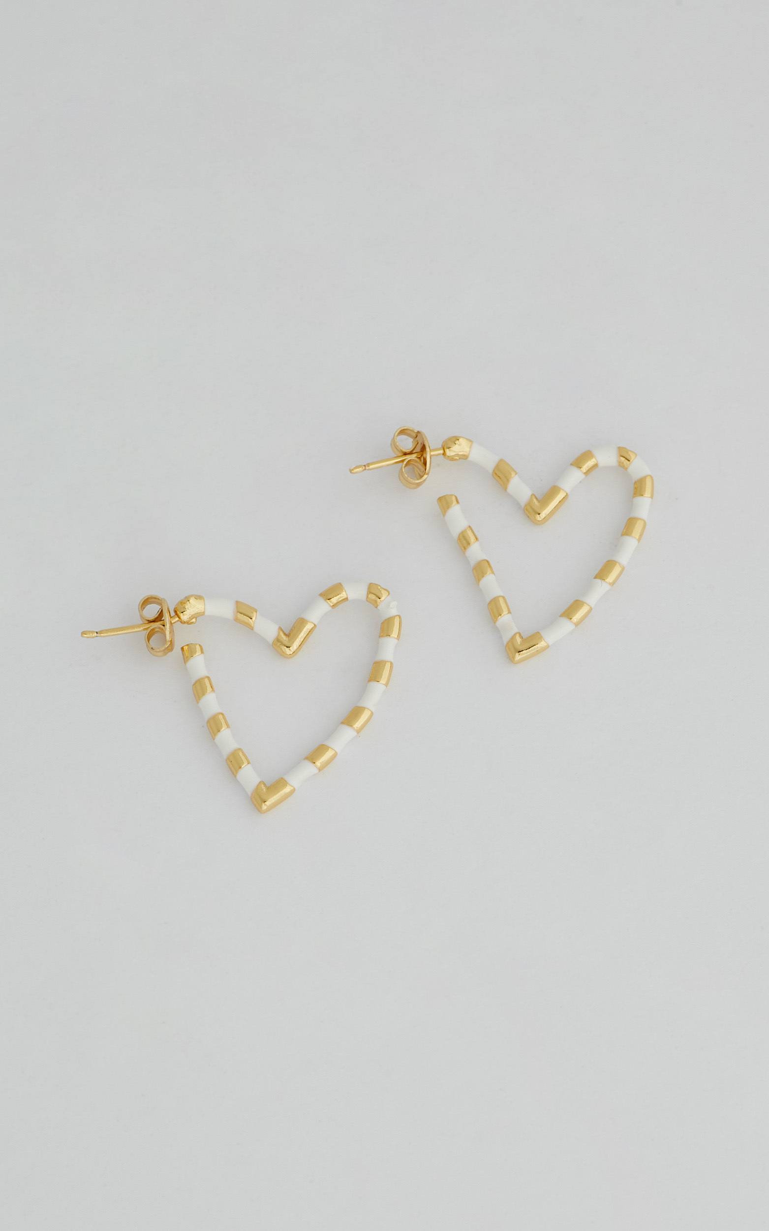 Chrizelda Heart Hoop Earrings in White - NoSize, WHT2, hi-res image number null