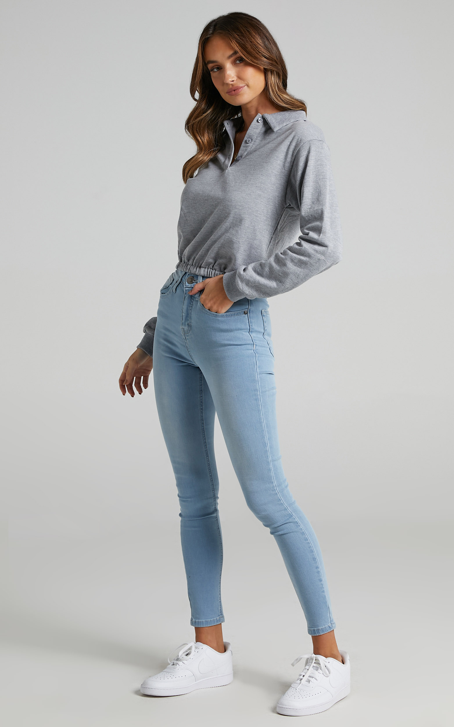 Christina Skinny Jeans In Light Wash Denim | Showpo