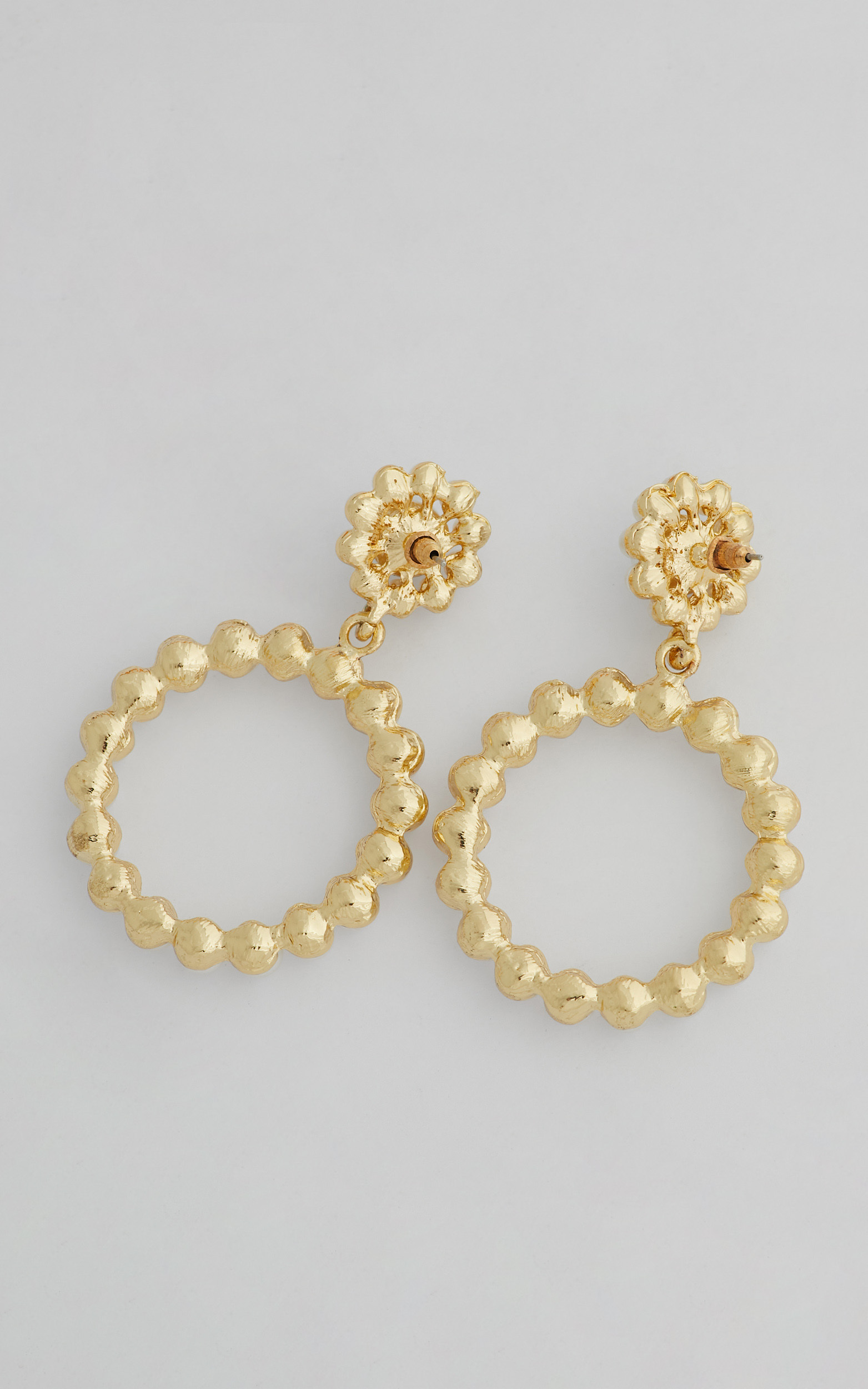 Eunbie Faux Pearl Circle Drop Earrings in Gold | Showpo