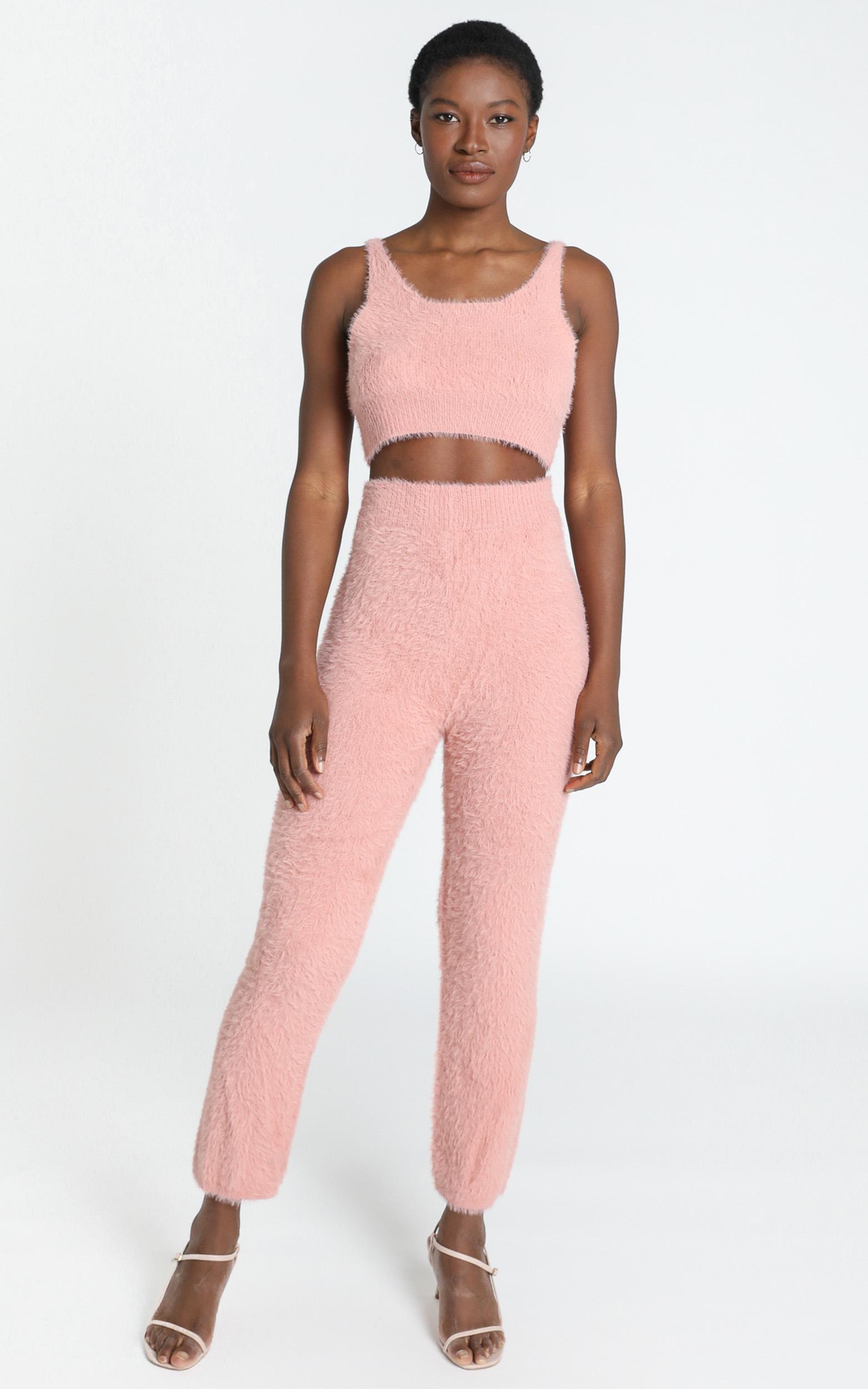 Athena Fluffy Knit Two Piece Set in Blush - S, Blush, hi-res image number null