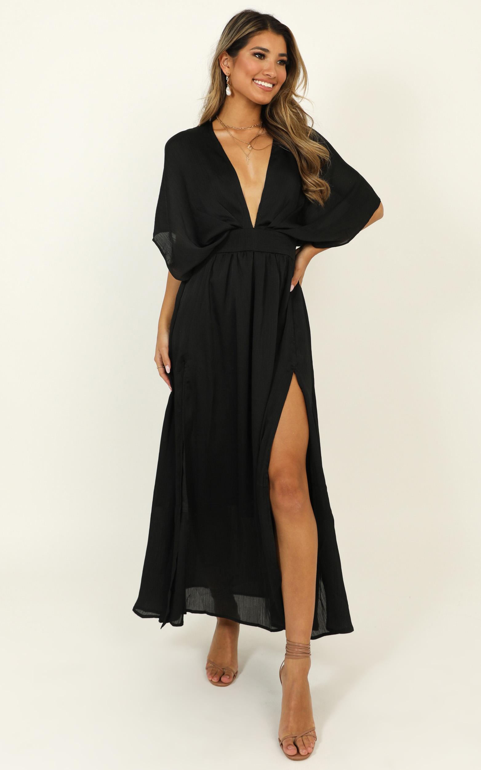 Save It For Later Dress in Black Satin - 14, BLK1, hi-res image number null