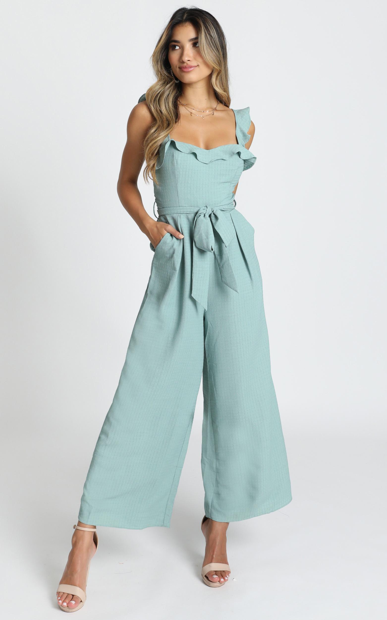 Cynthia Ruffle Jumpsuit in Sage - 16, GRN2, hi-res image number null