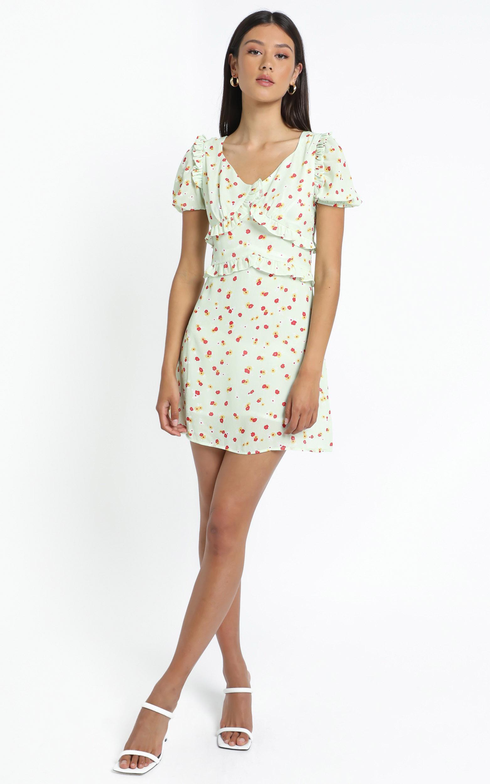Lacie Dress in Green Floral - 12 (L), Green, hi-res image number null