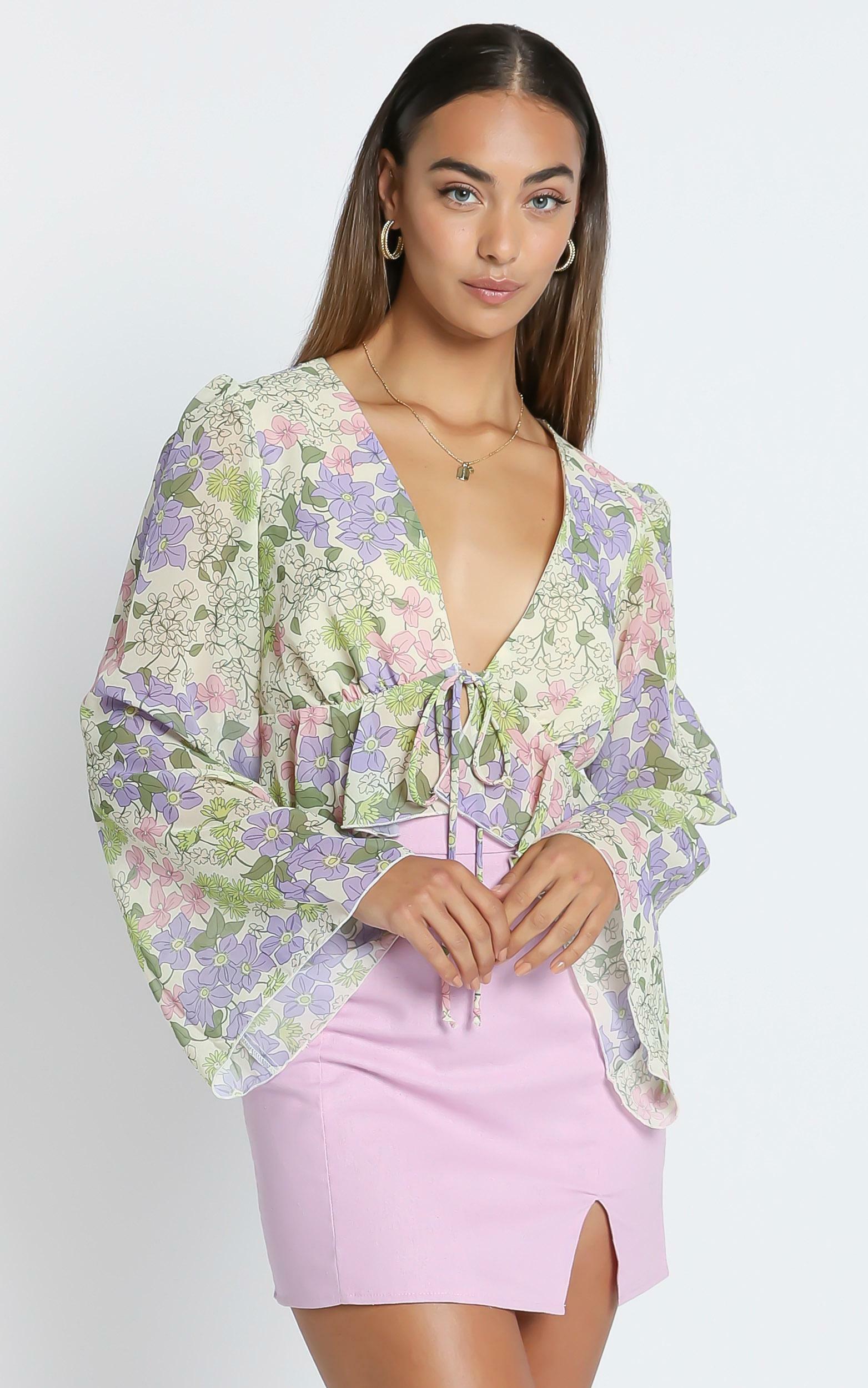 Dance it out top in Garden Floral - 4 (XXS), Green, hi-res image number null