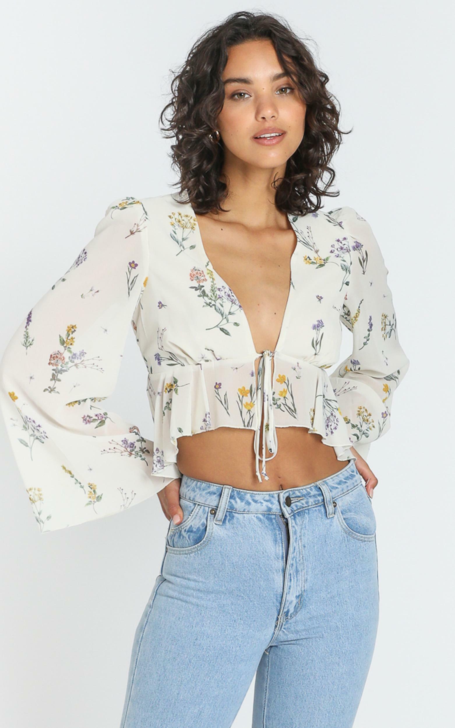 Dance It Out Top in botanical floral - 4 (XXS), WHT2, hi-res image number null