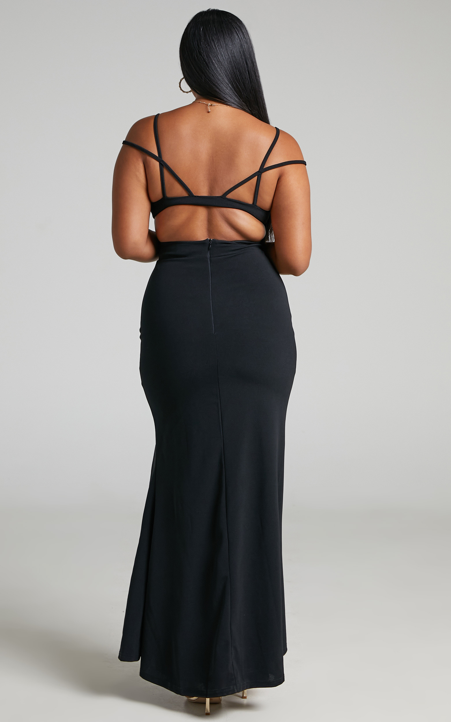 Joslyn Strappy Side Split Maxi Dress in Black | Showpo USA