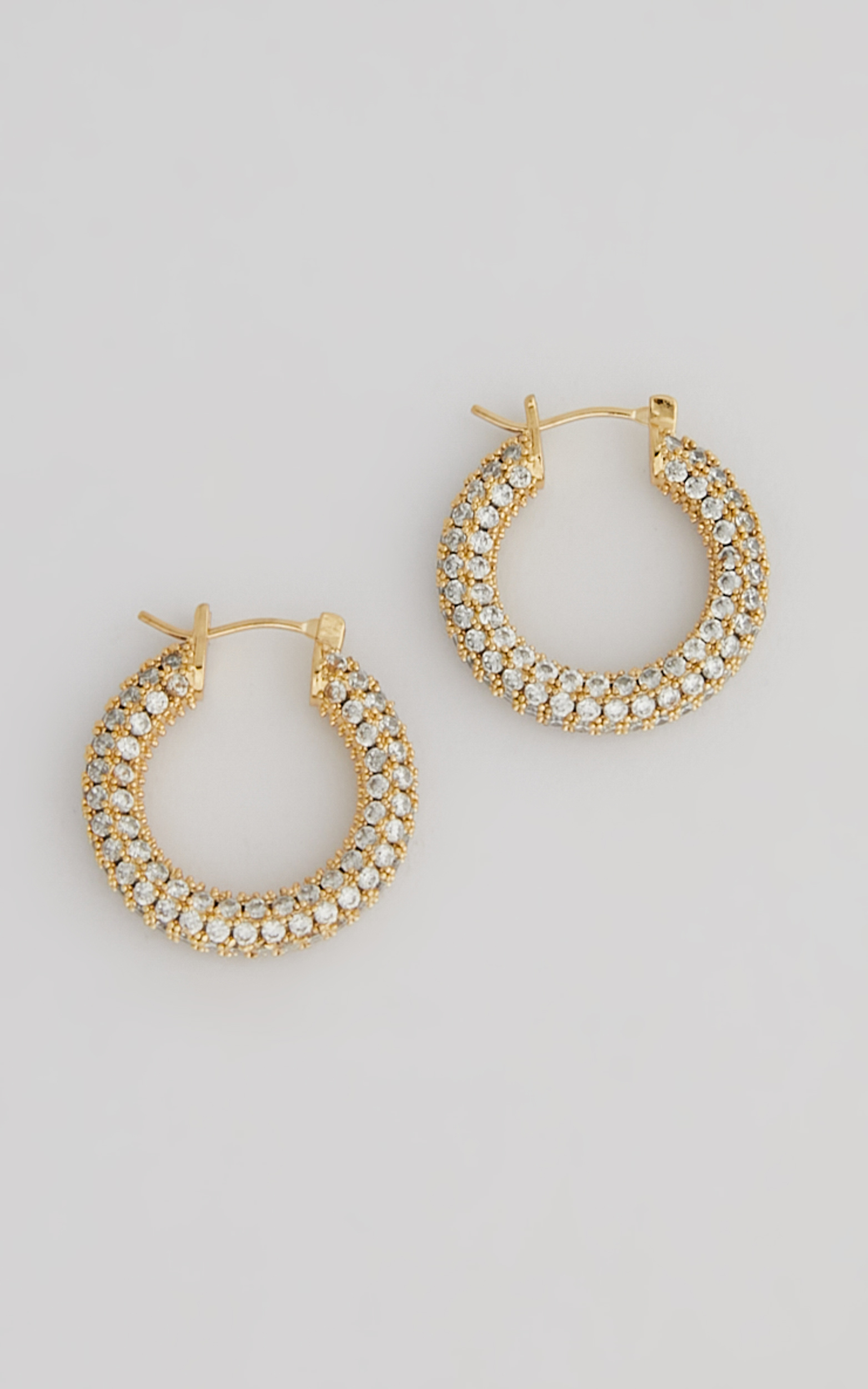 Raelyn Chunky Diamante Hoop Earrings in Gold - NoSize, GLD1, hi-res image number null