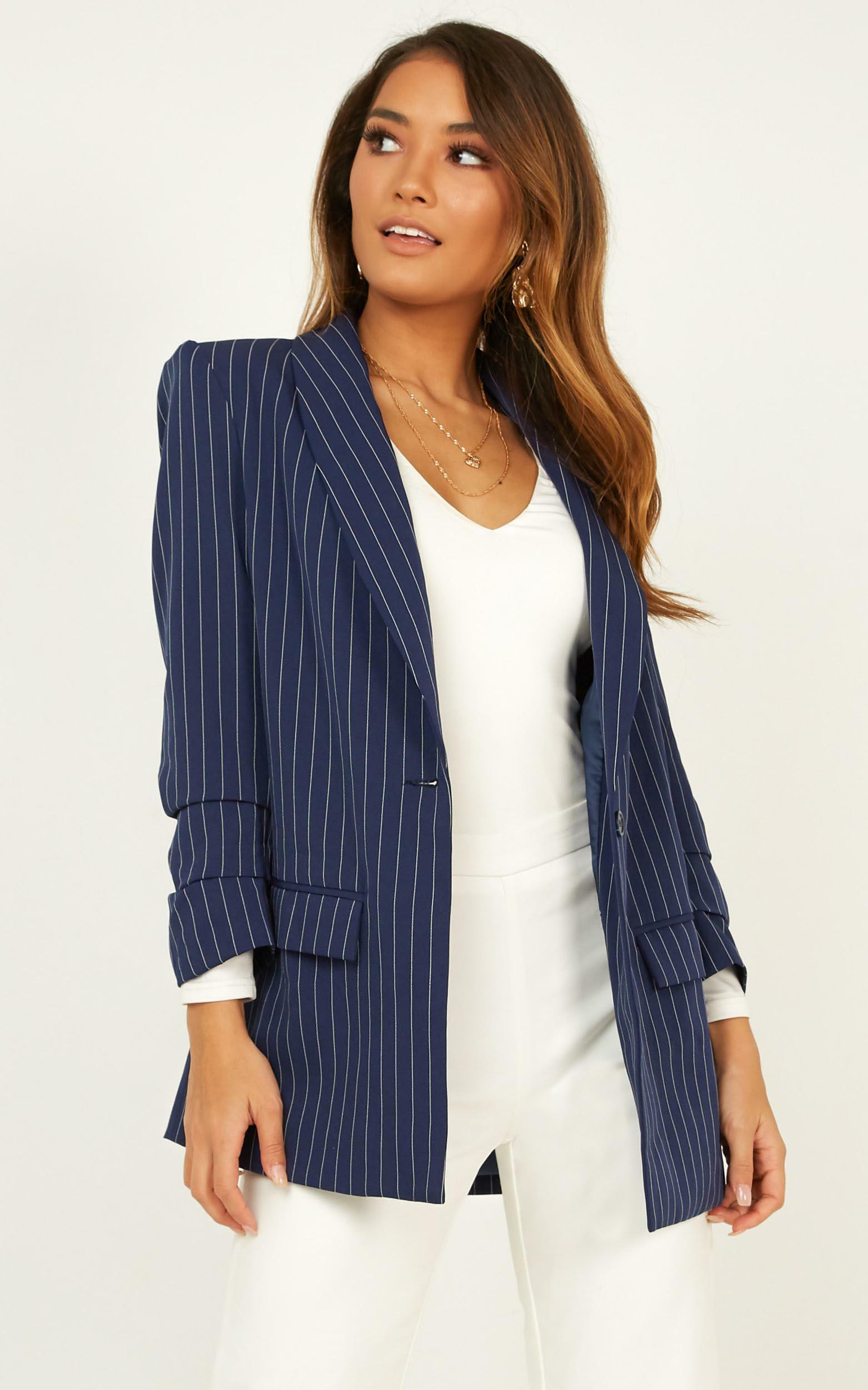 You Should Know Blazer In navy stripe - 16 (XXL), Navy, hi-res image number null