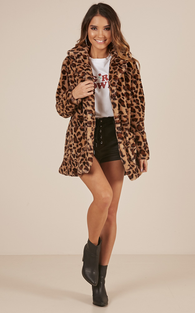 Thats The Trouble coat in leopard print - 16 (XXL), Brown, hi-res image number null