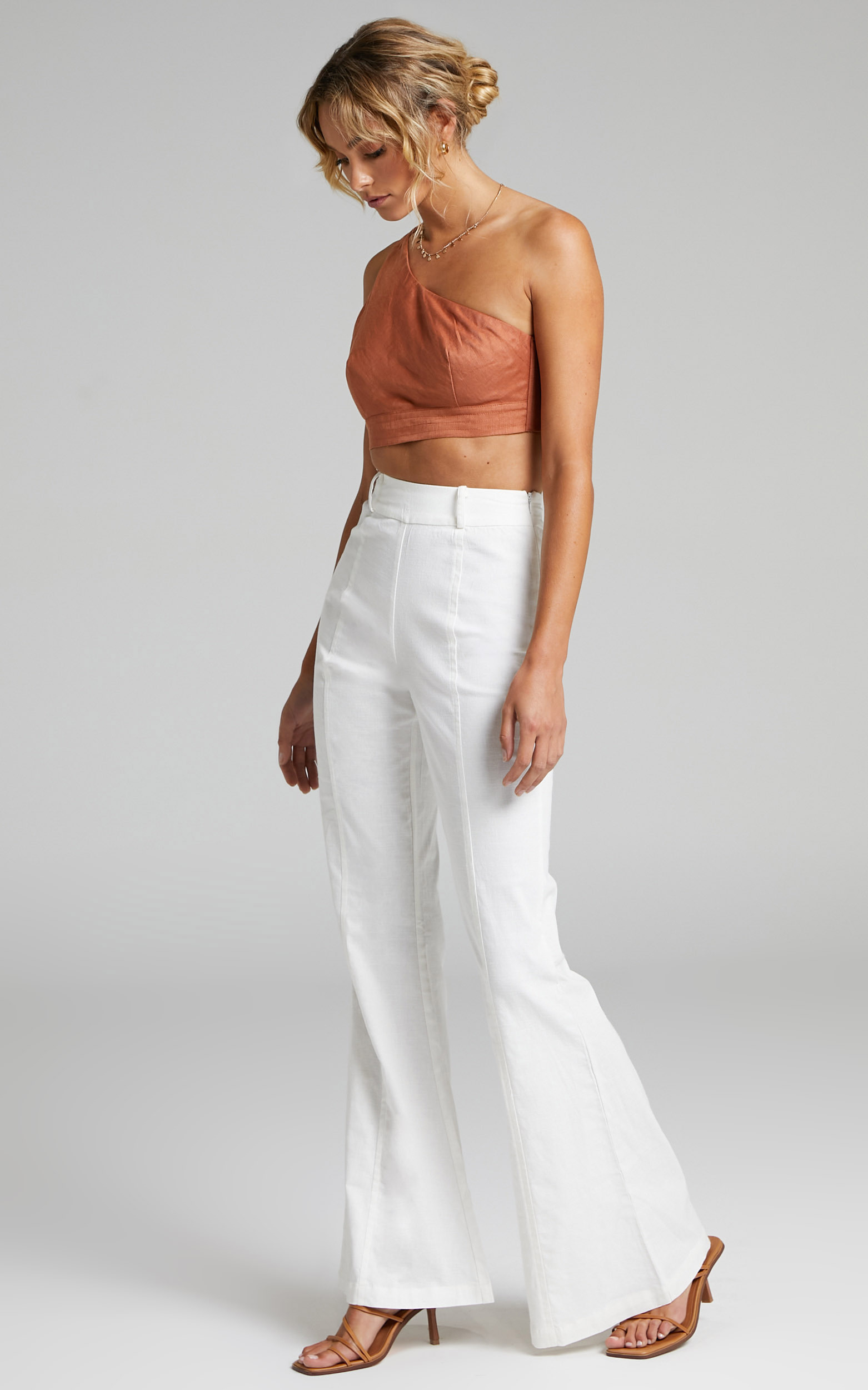 Chielo High Rise Fit and Flare Pant in White - 04, WHT1, hi-res image number null