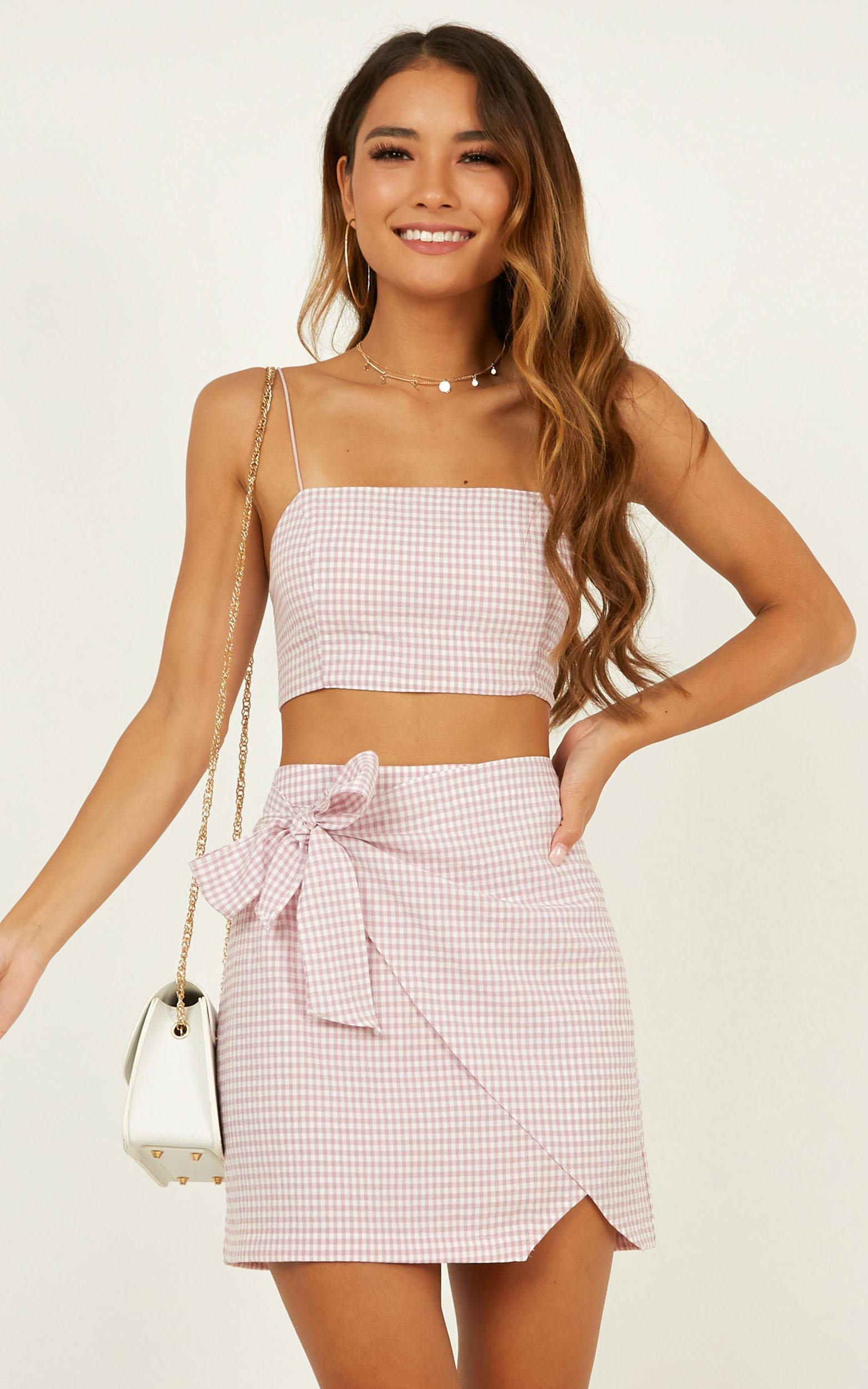 Keep On Turning Two Piece Set in pink gingham  - 20 (XXXXL), Pink, hi-res image number null