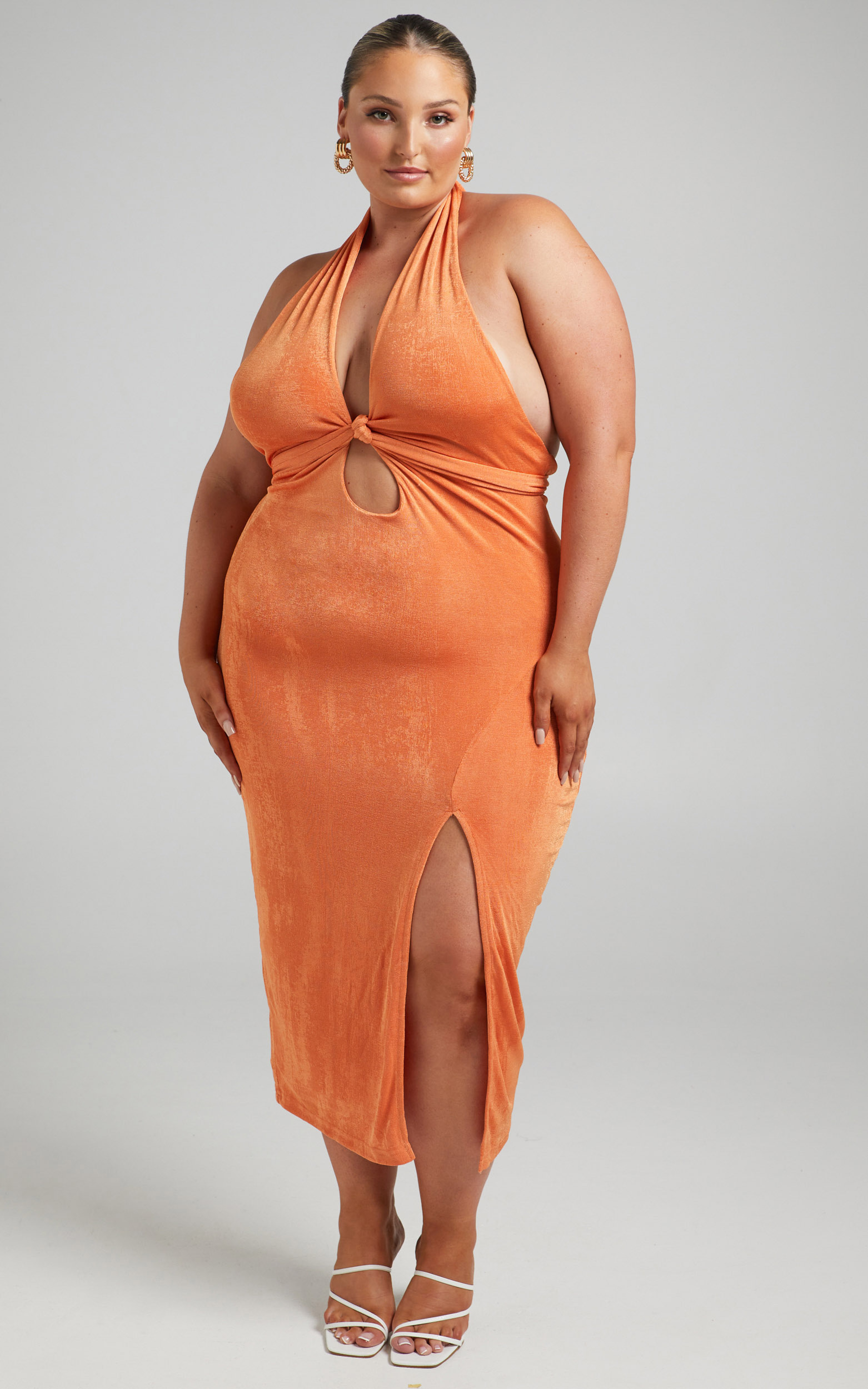 Bethany Halter Dress in Orange - 04, ORG1, hi-res image number null