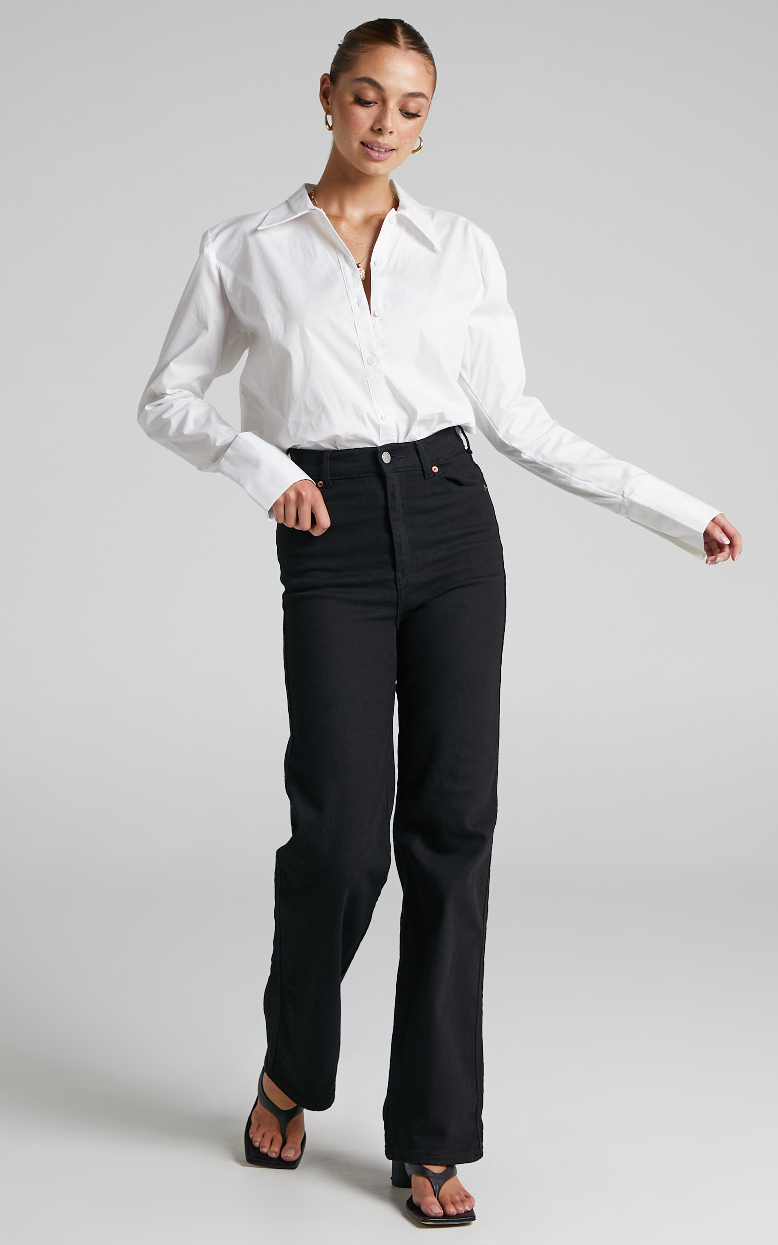 Danielle Bernstein - Button Down Bodysuit in Optic White - L, WHT1, hi-res image number null