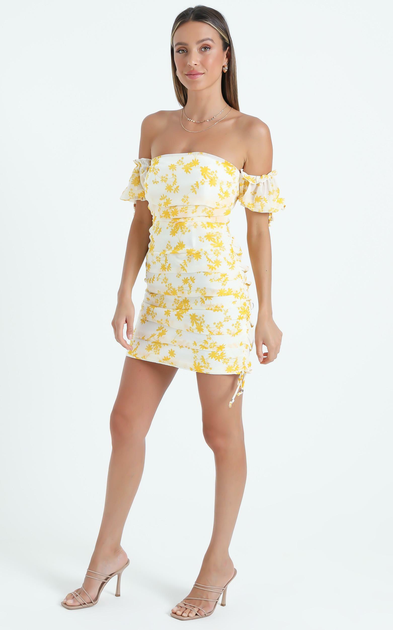 Cant Get You Off My Mind Off The Shoulder Mini Dress in Yellow - 04, YEL2, hi-res image number null