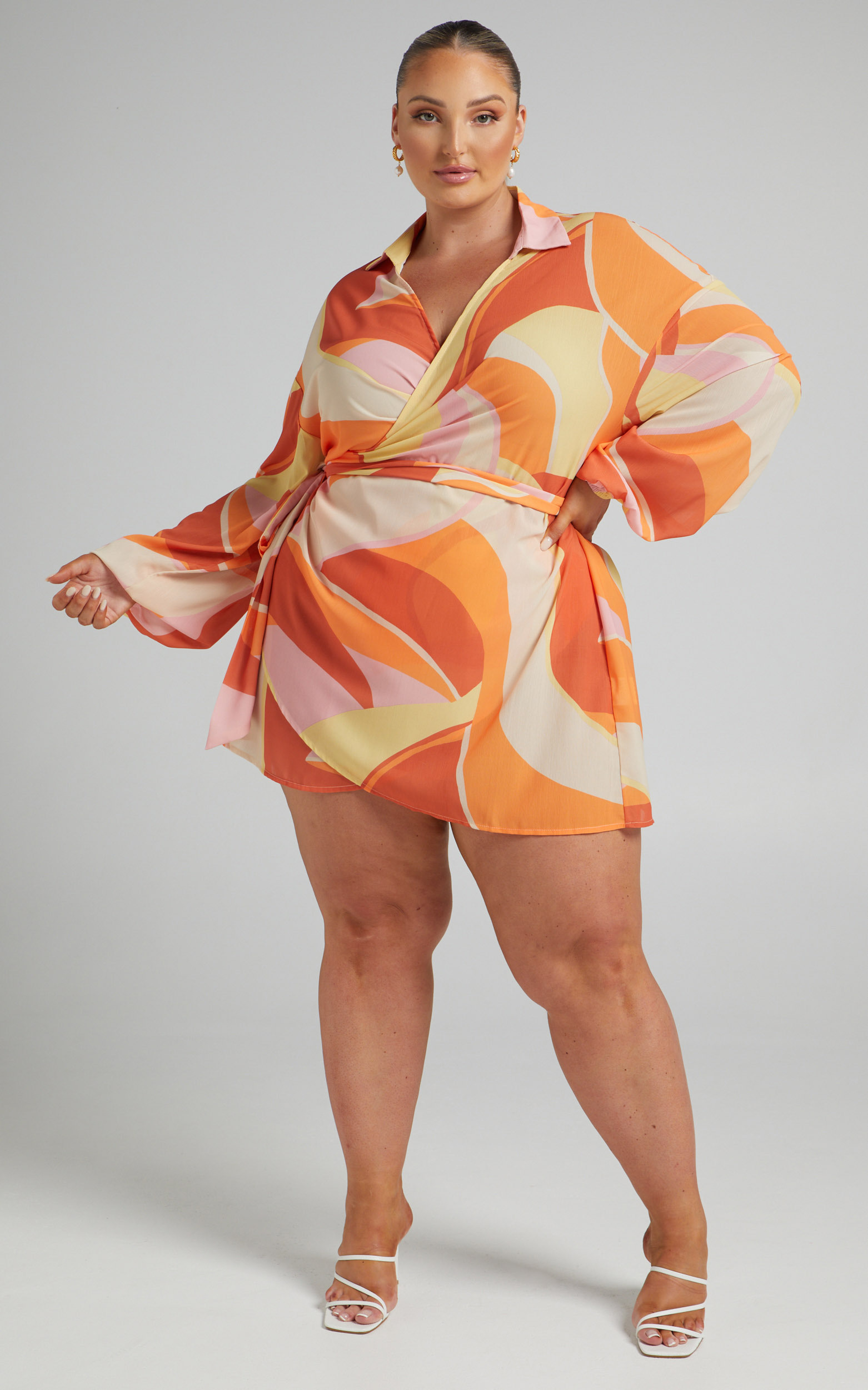 Tyrena Wrap Mini Dress in Melon Fun - 04, MLT1, hi-res image number null