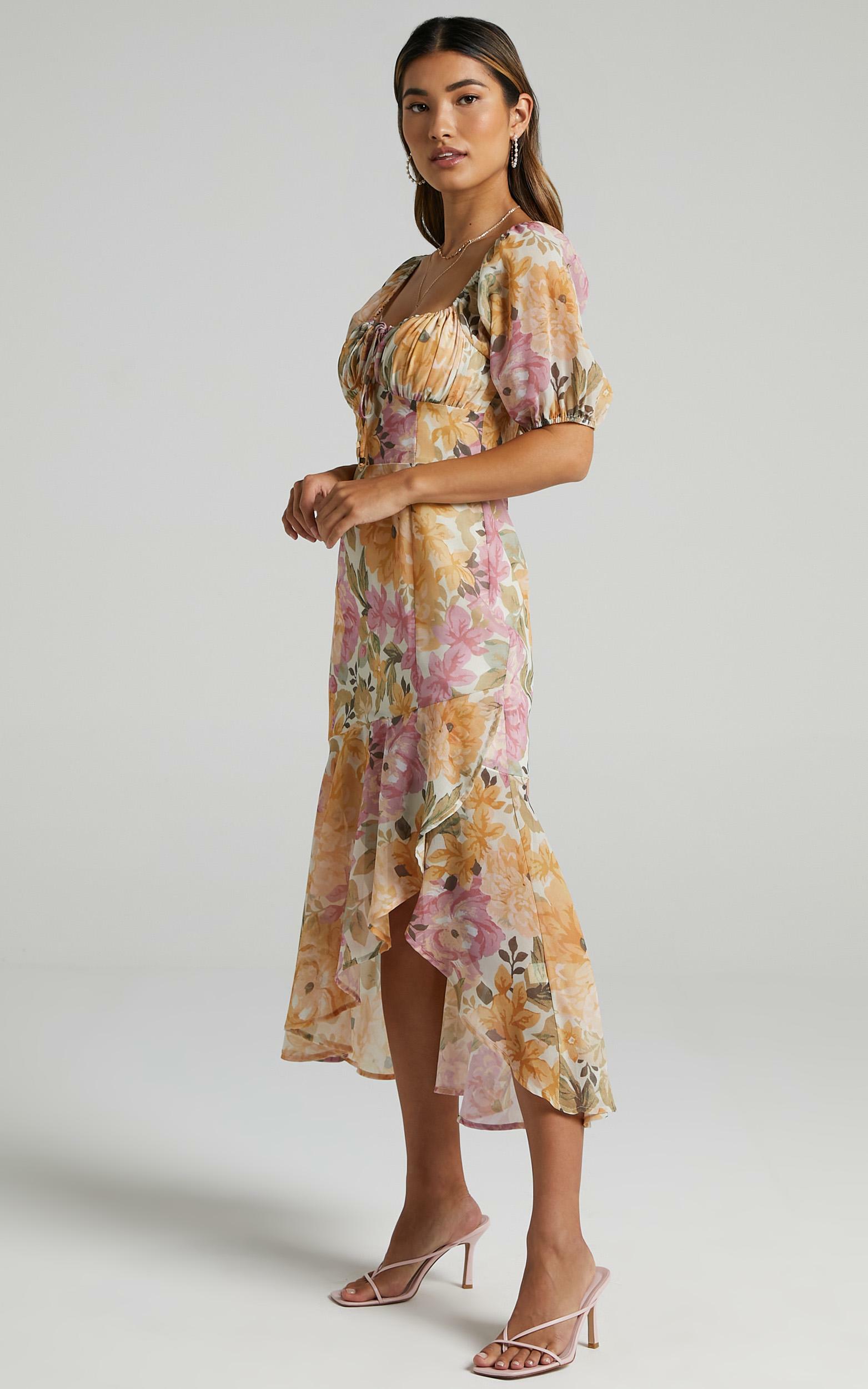 Jasalina Puff Sleeve Midi Dress in Elegant Rose - 06, MLT2, hi-res image number null