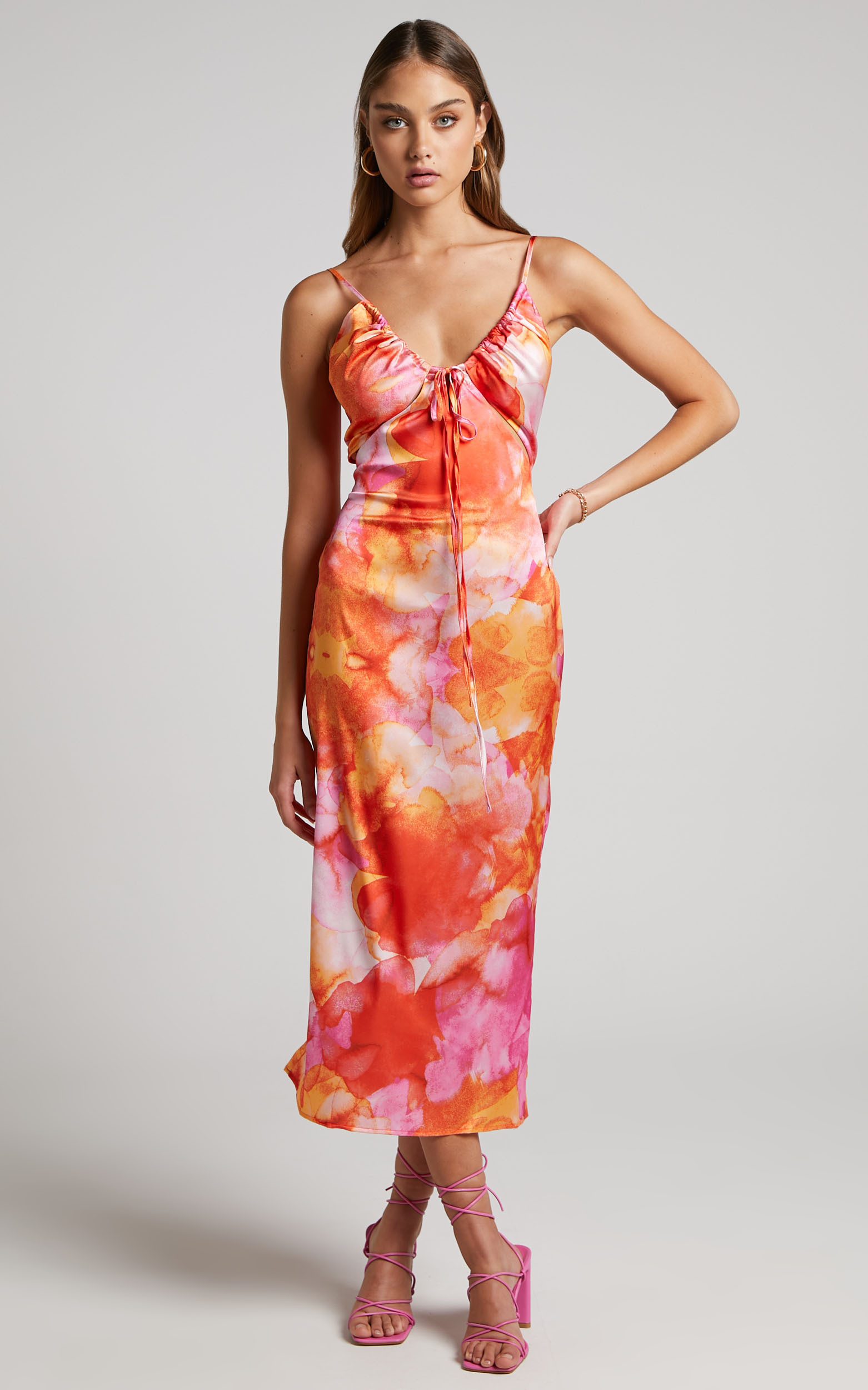 Kiararah Cut Out Midi Dress in Party Sunrise - 12, MLT1, hi-res image number null