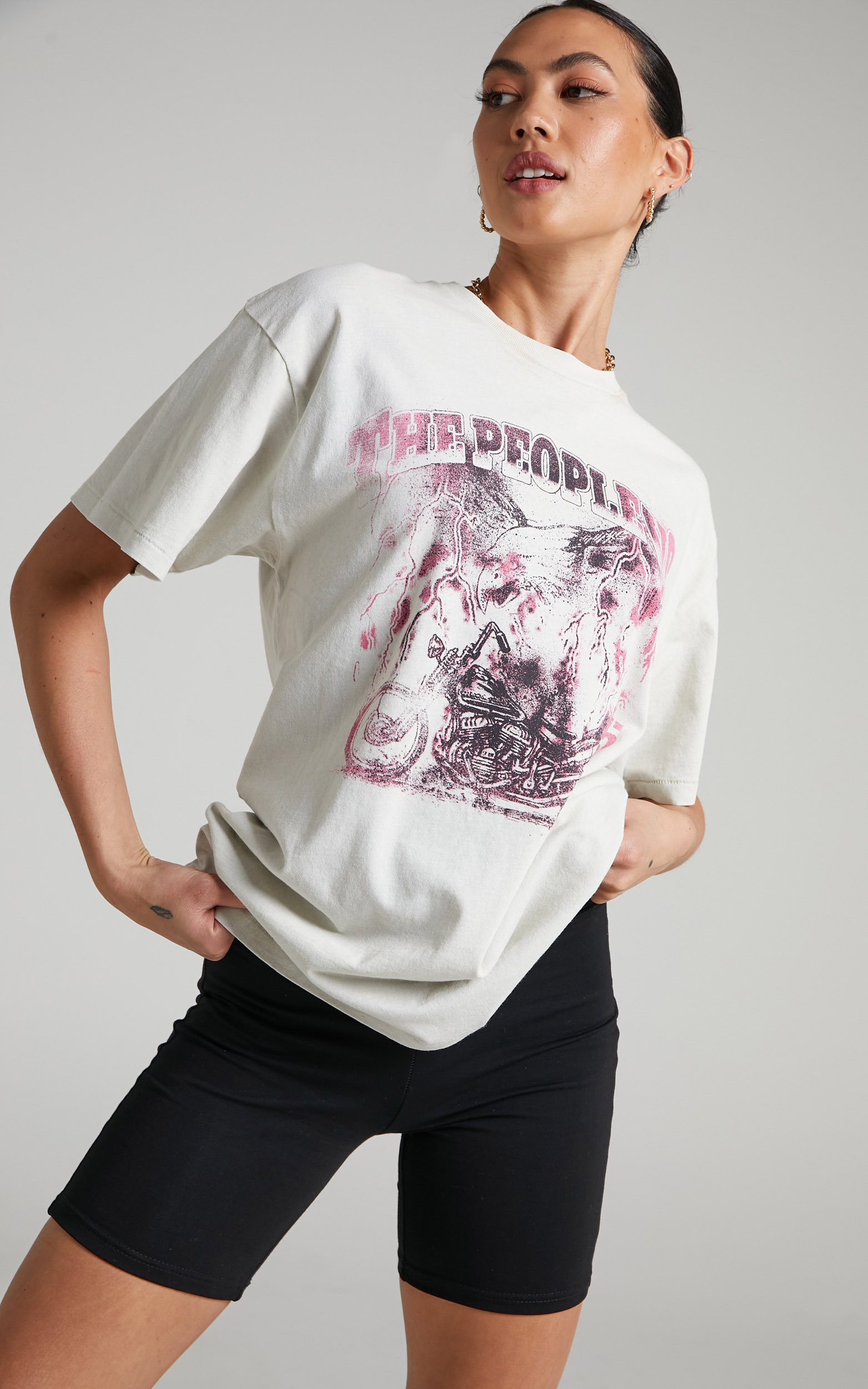 The People Vs - Ombre Eagle Boyfriend Tee in Antique White - XS, WHT1, hi-res image number null