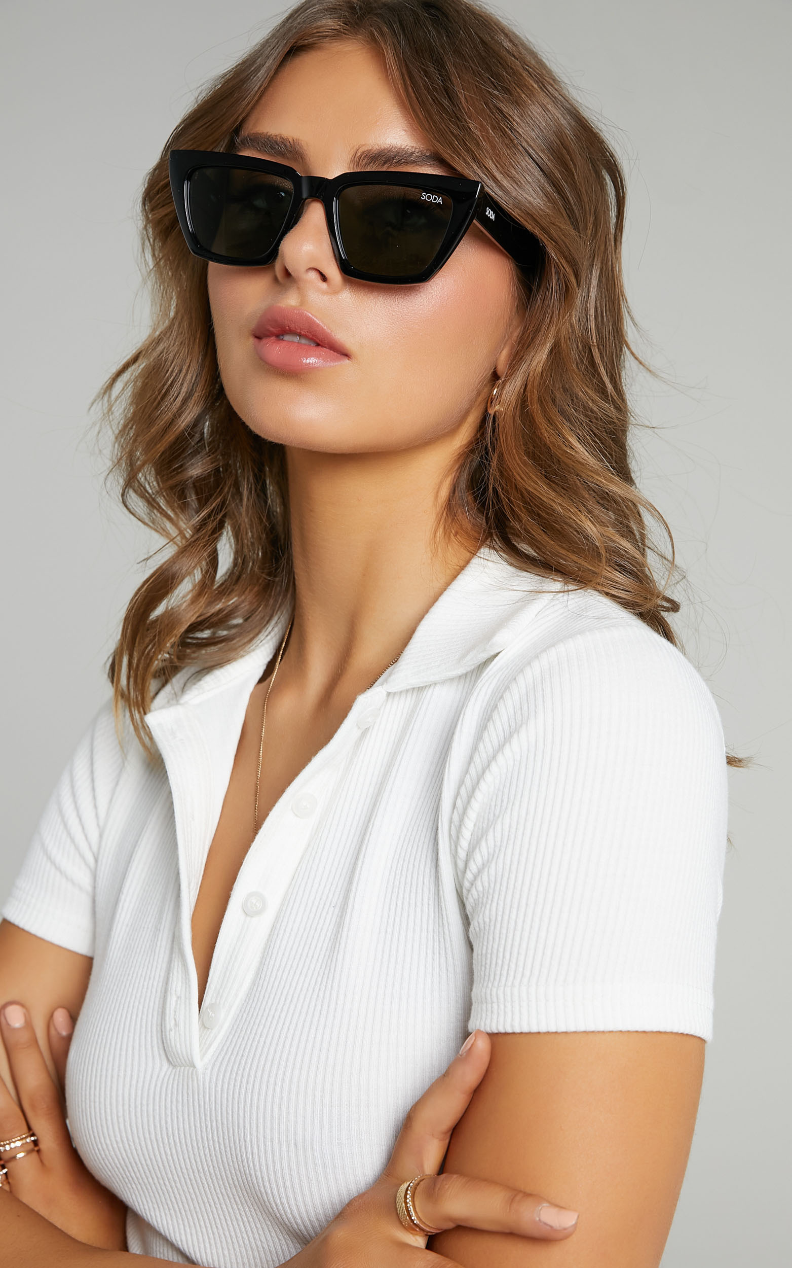 Soda Shades - Hailey Sunglasses in Black - NoSize, BLK1, hi-res image number null