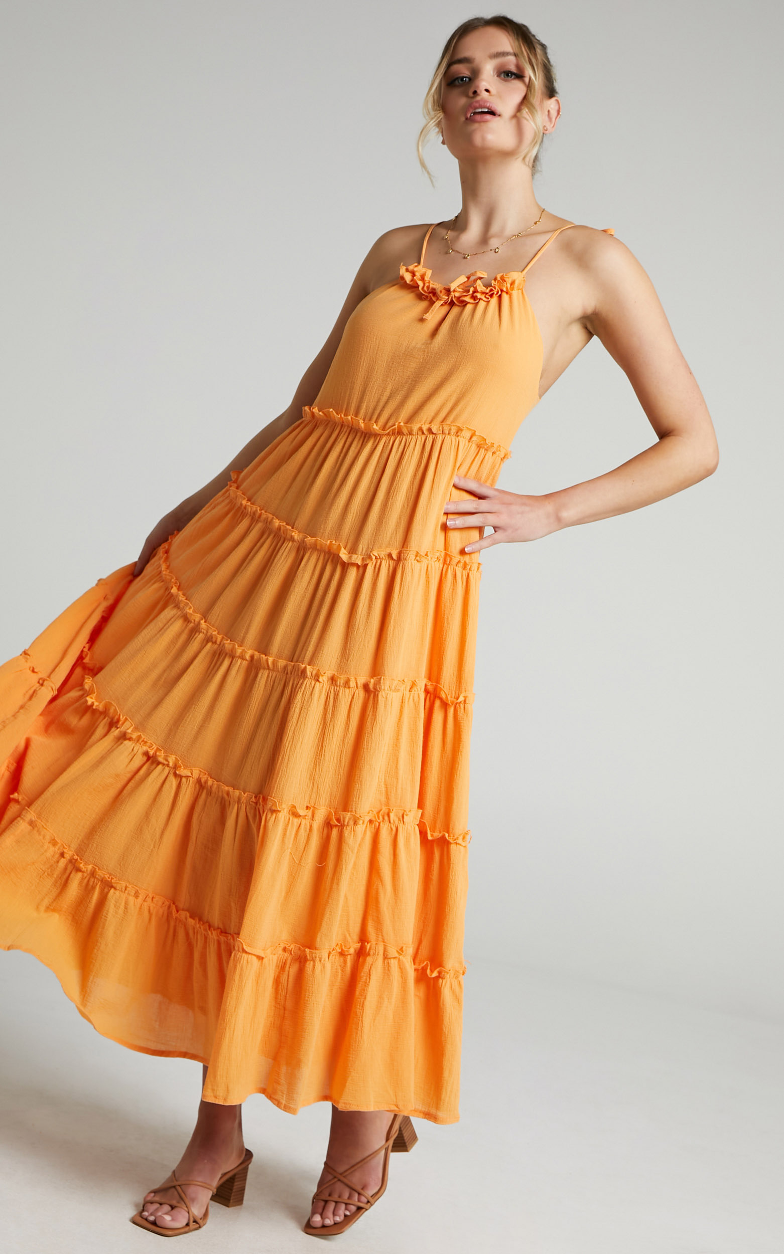Charlie Holiday - Senorita Maxi Dress in Apricot | Showpo