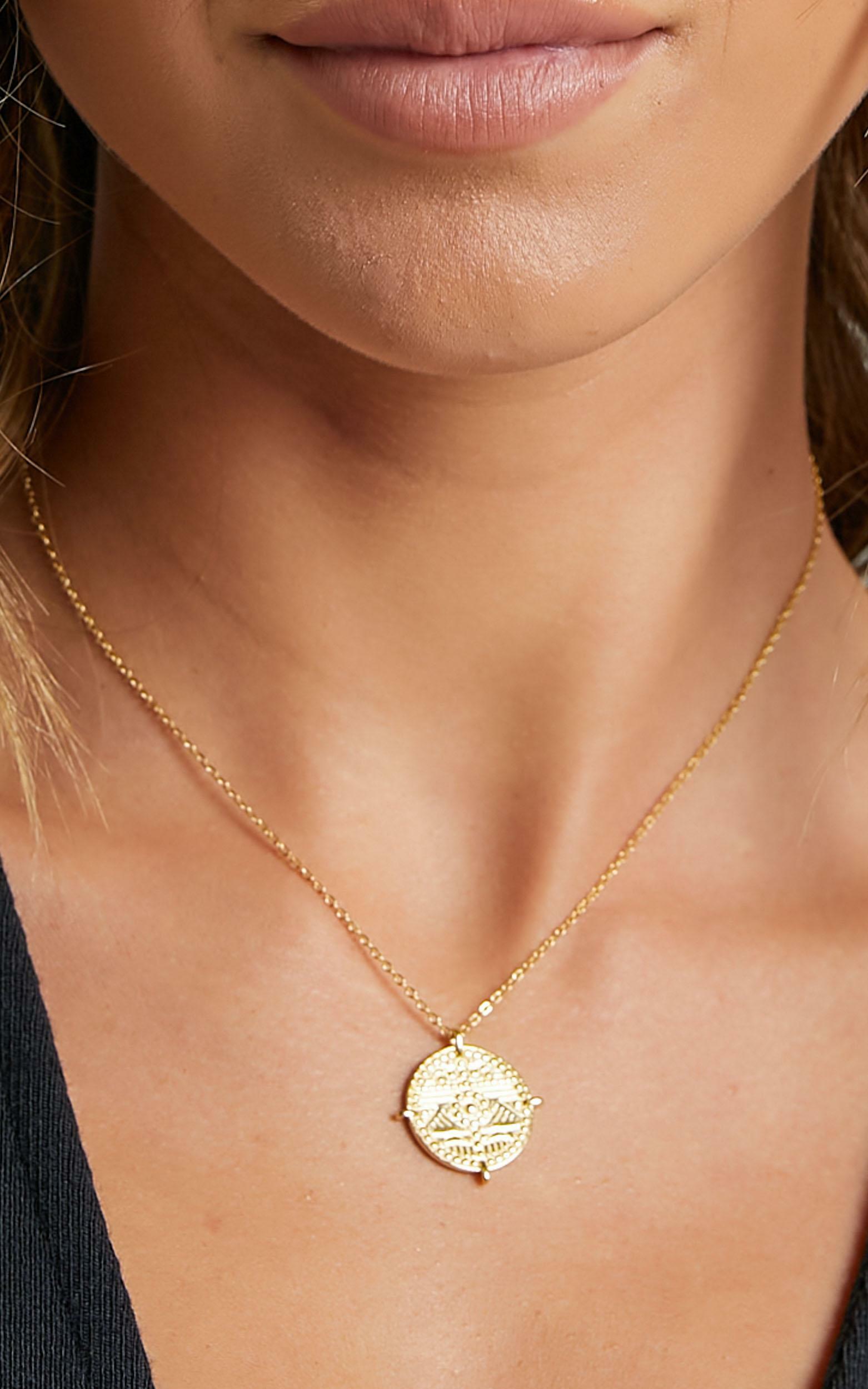 Izoa -  Ancient City Coin Necklace in Gold Pearl, GLD1, hi-res image number null