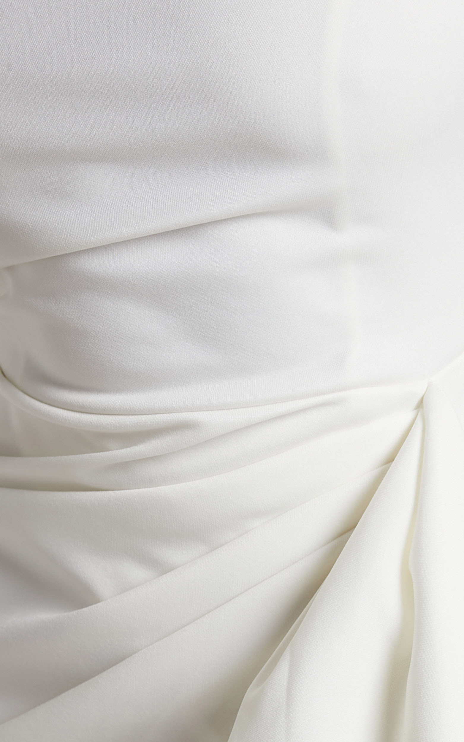 Marcelita Midi Dress - One Shoulder Drape Detail Faux Wrap Dress in ...