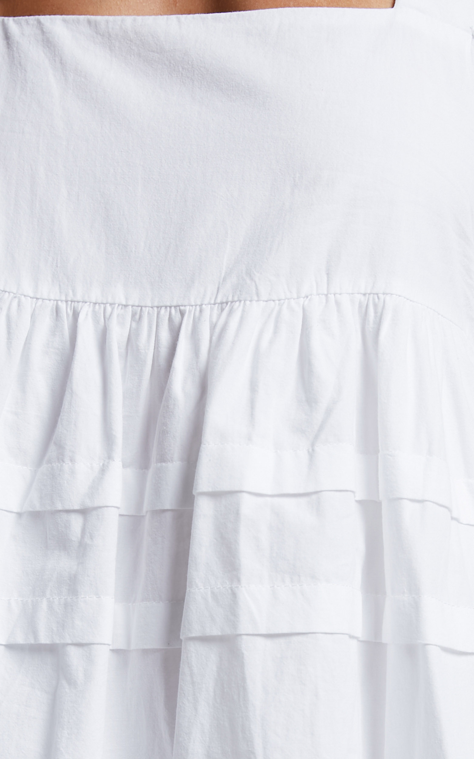 Eleua Pin Tuck Short Puff Sleeve Mini Dress in White | Showpo
