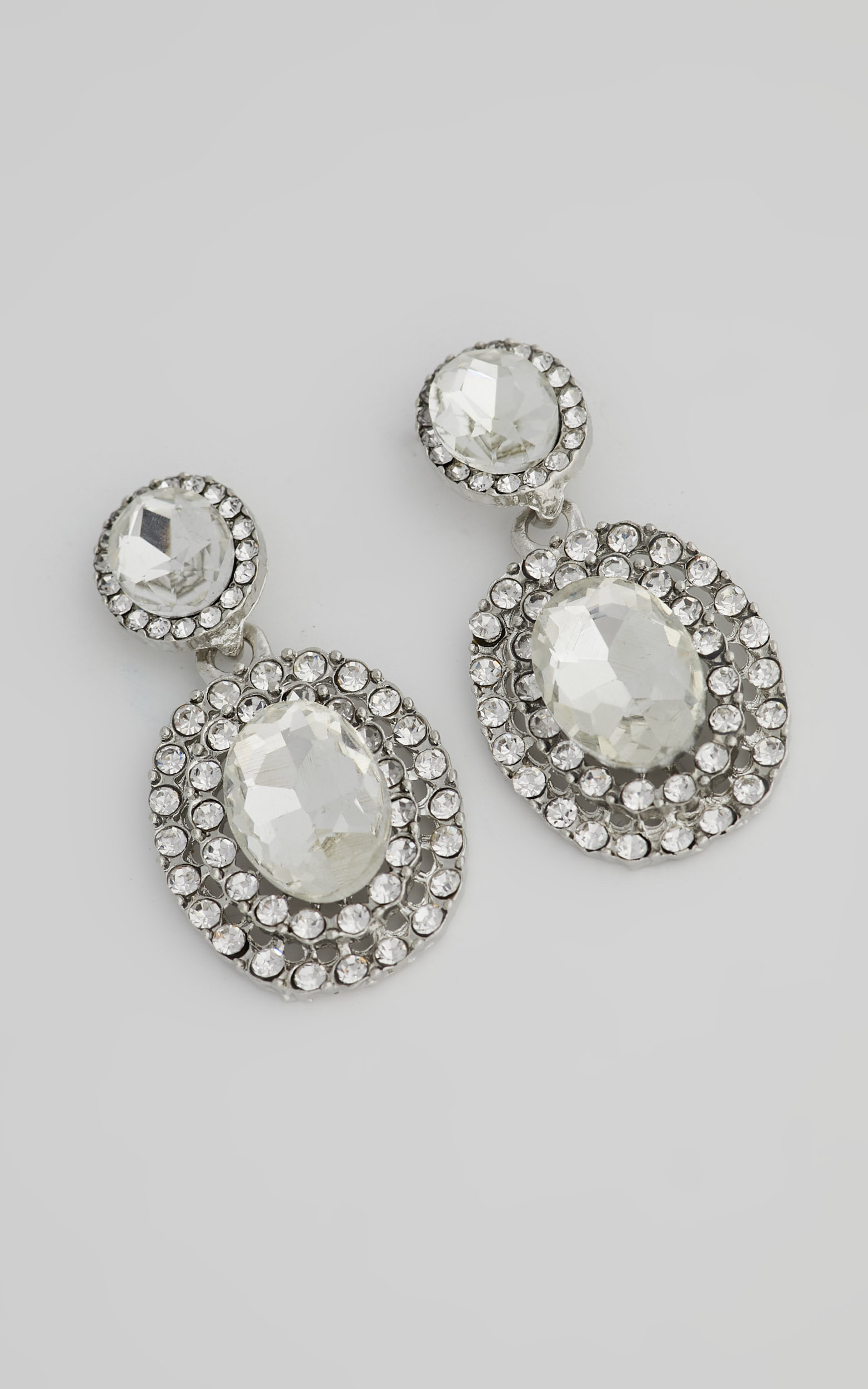 Gemmah Drop Rhinestone Earrings in Silver - NoSize, SLV1, hi-res image number null