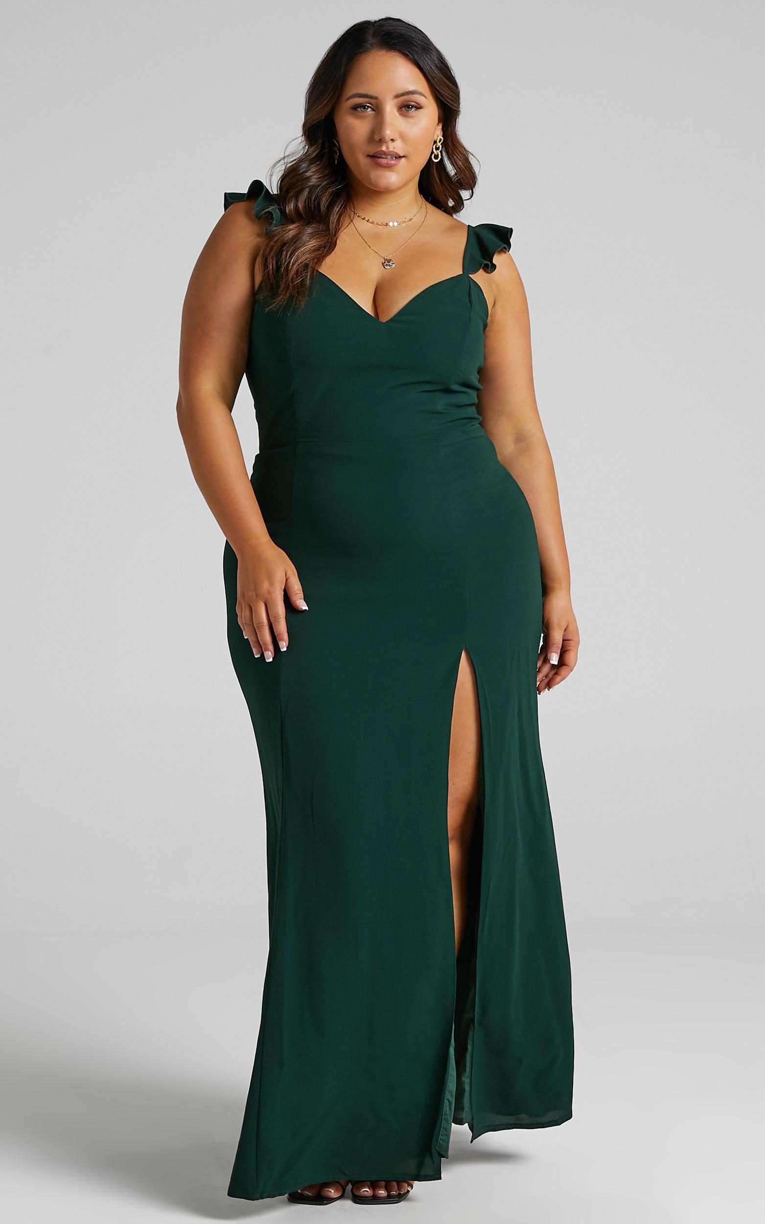 More Than This Ruffle Strap Maxi Dress in Emerald - 08, GRN2, hi-res image number null
