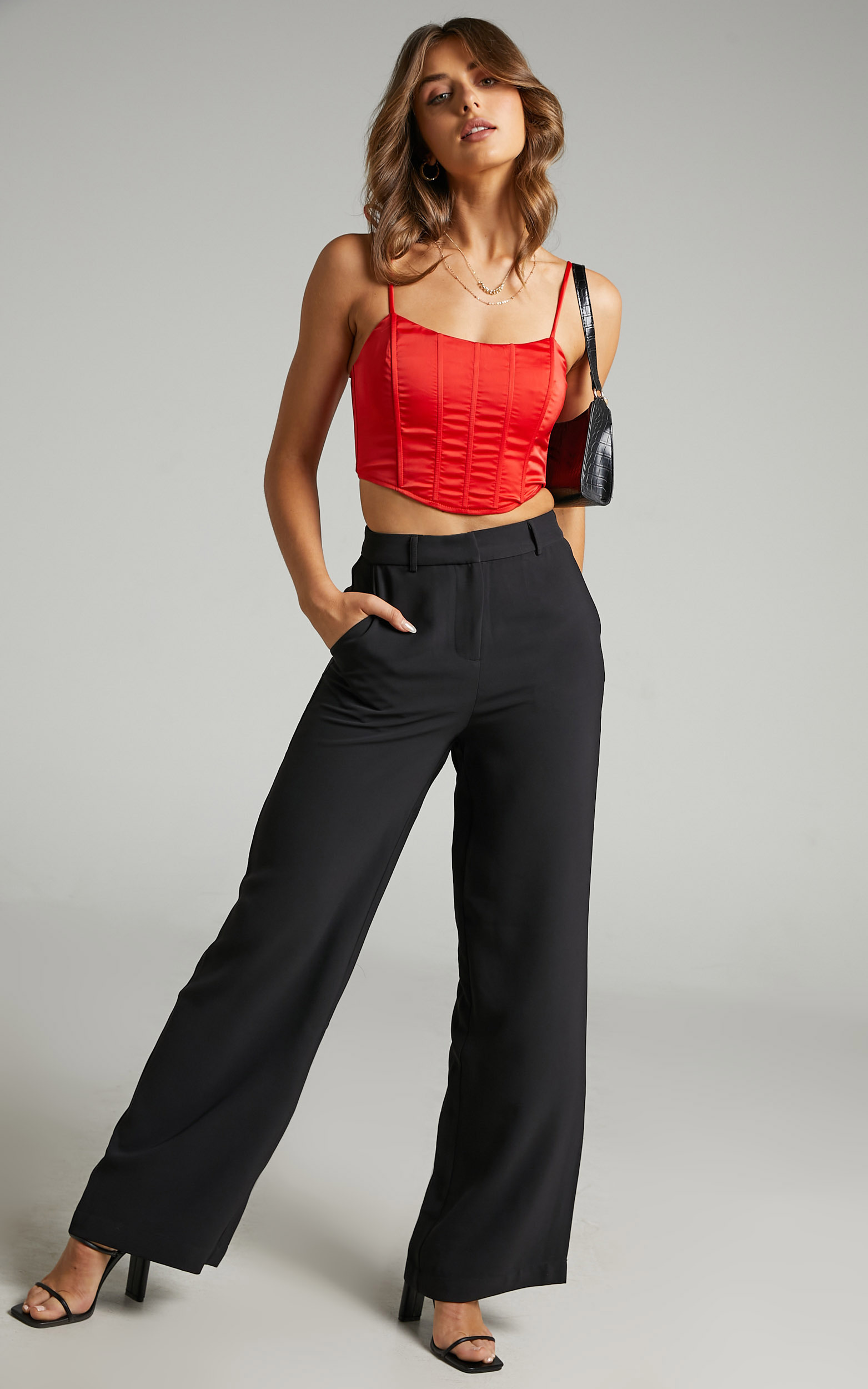Bonnie Tailored Wide Leg Pants in Black - 06, BLK2, hi-res image number null