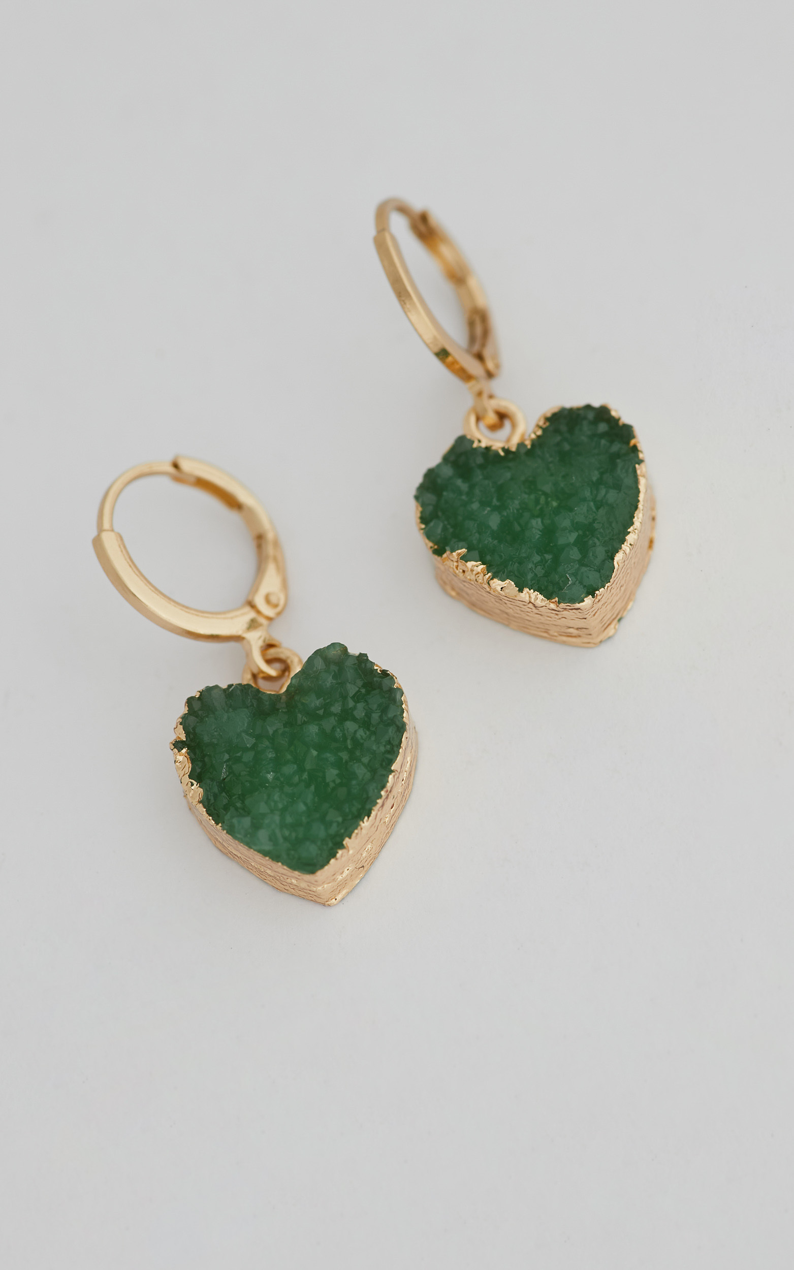 Sintra Gem Heart Drop Earrings in Gold / Green - NoSize, GLD2, hi-res image number null