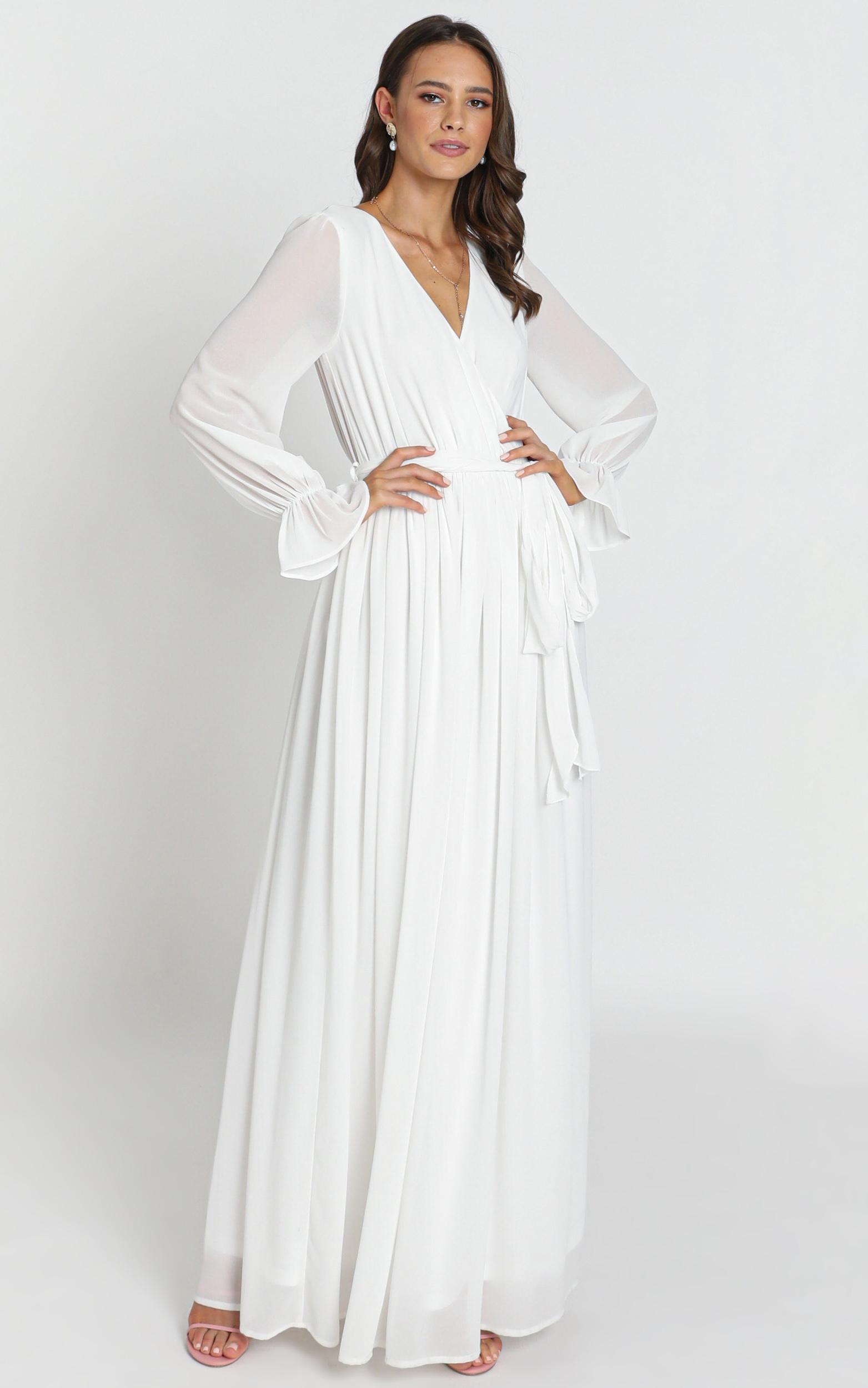 In Love Long Sleeve Maxi Dress In White ...