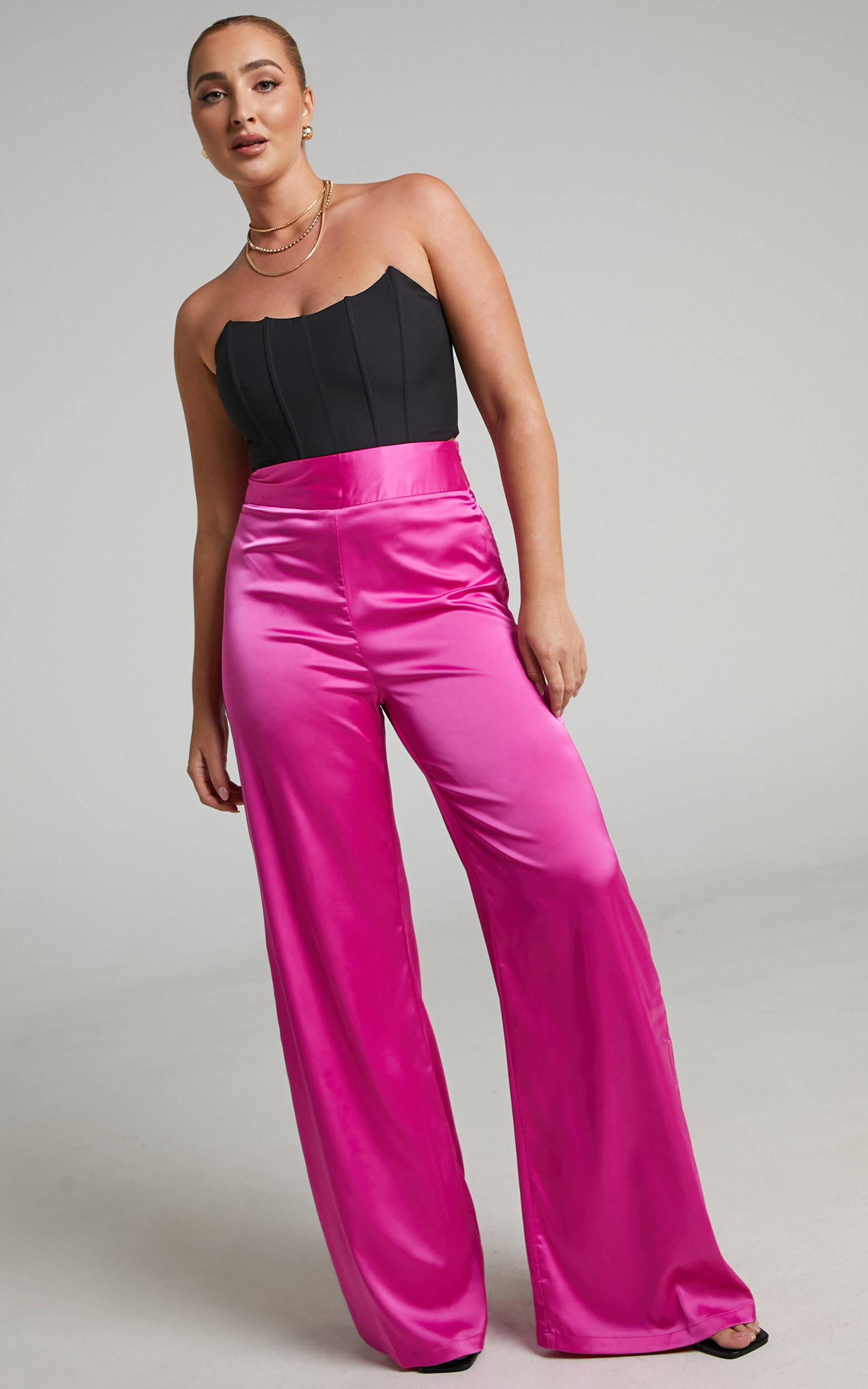 Kristelle High Waist Wide Leg Palazzo Pants in Hot Pink - 04, PNK1, hi-res image number null