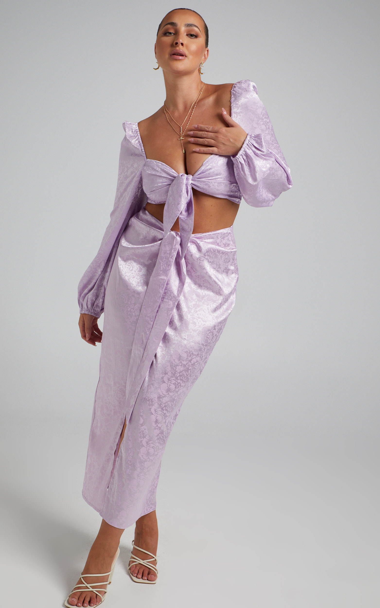 RUNAWAY THE LABEL - ROXIE TIE TOP in Lilac - L, PRP1, hi-res image number null