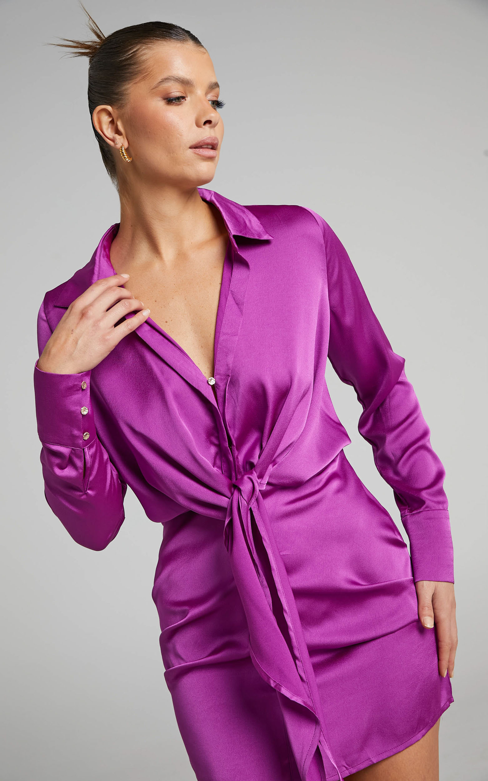 Runaway The Label - Ruby Shirt Dress in Violet - XS, PRP1, hi-res image number null